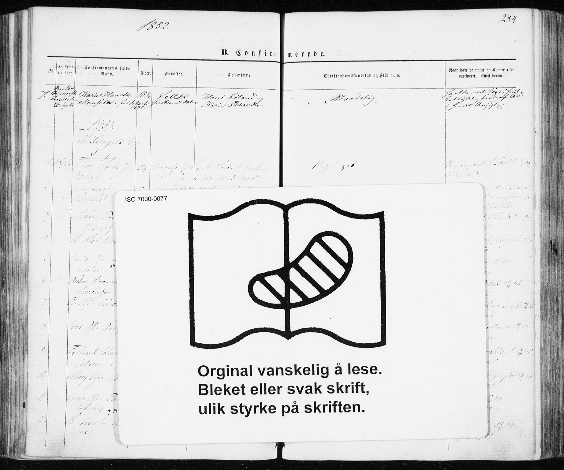 Ministerialprotokoller, klokkerbøker og fødselsregistre - Møre og Romsdal, SAT/A-1454/586/L0984: Ministerialbok nr. 586A10, 1844-1856, s. 284
