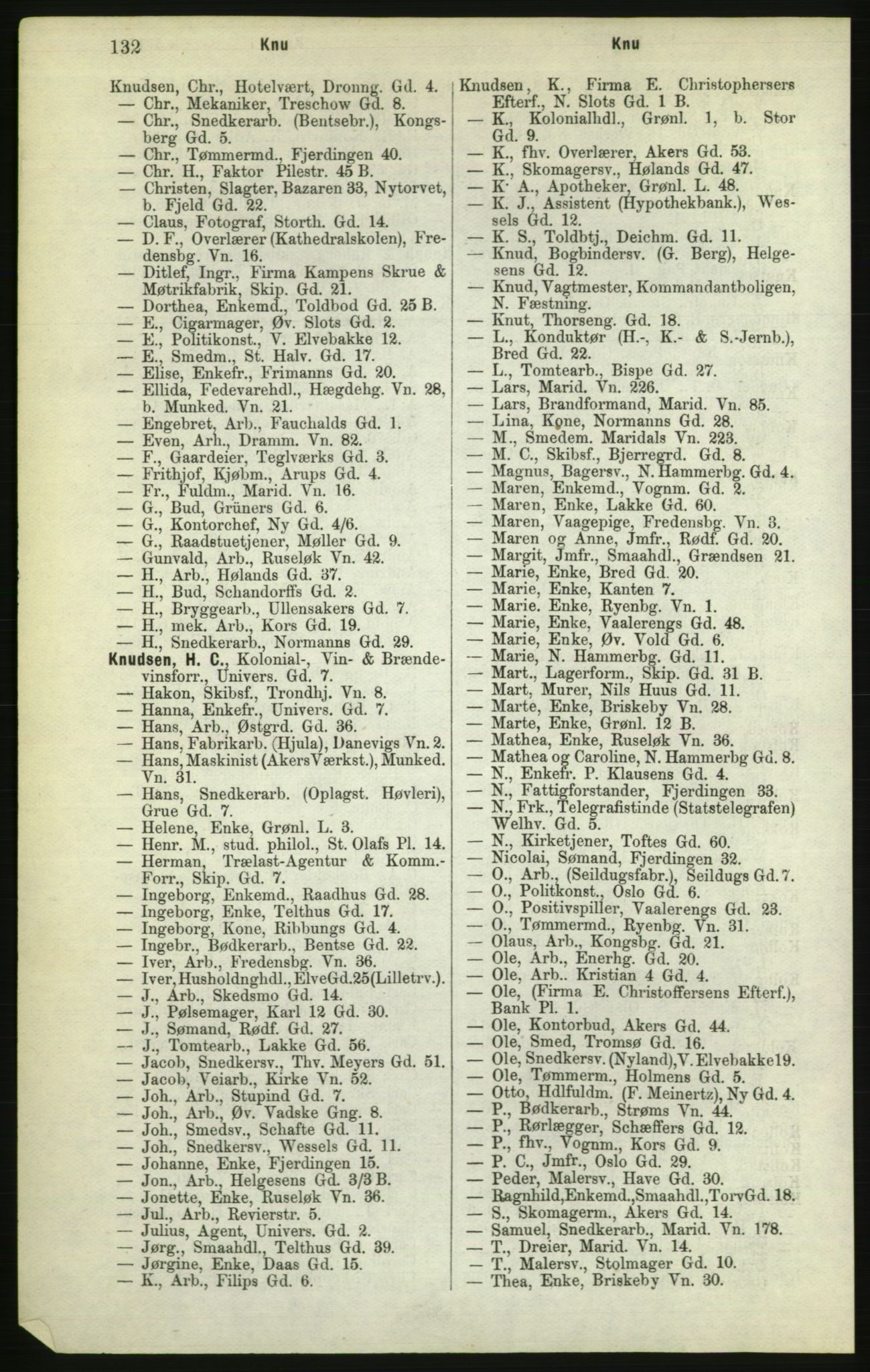 Kristiania/Oslo adressebok, PUBL/-, 1882, s. 132