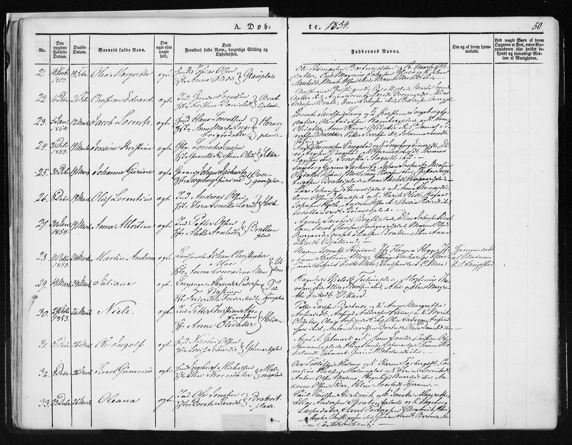 Ministerialprotokoller, klokkerbøker og fødselsregistre - Nord-Trøndelag, SAT/A-1458/741/L0393: Ministerialbok nr. 741A07, 1849-1863, s. 50