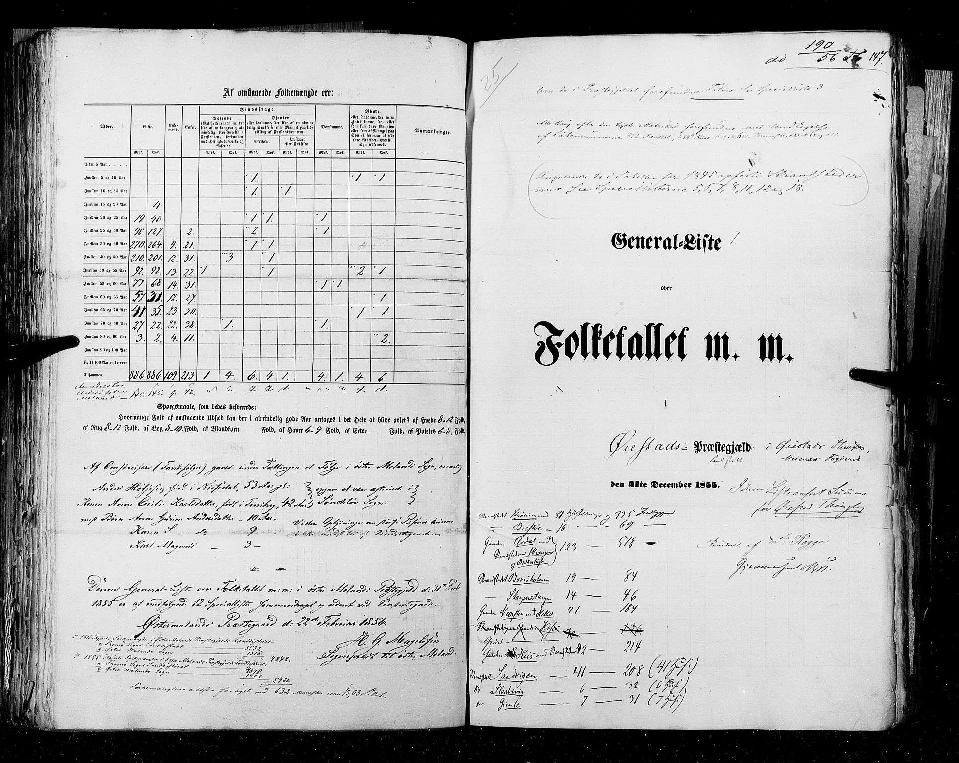 RA, Folketellingen 1855, bind 3: Bratsberg amt, Nedenes amt og Lister og Mandal amt, 1855, s. 147