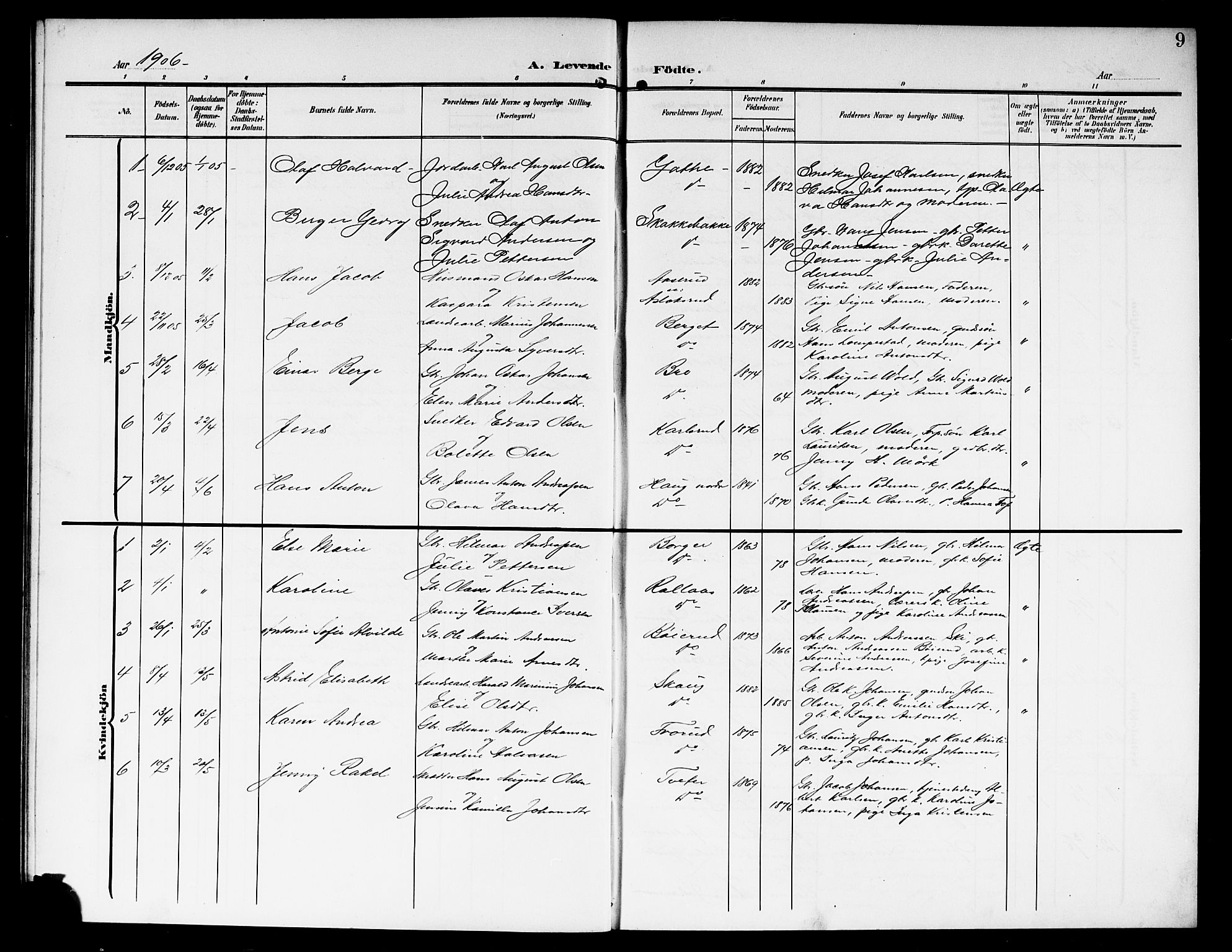 Skiptvet prestekontor Kirkebøker, AV/SAO-A-20009/G/Ga/L0002: Klokkerbok nr. 2, 1905-1915, s. 9