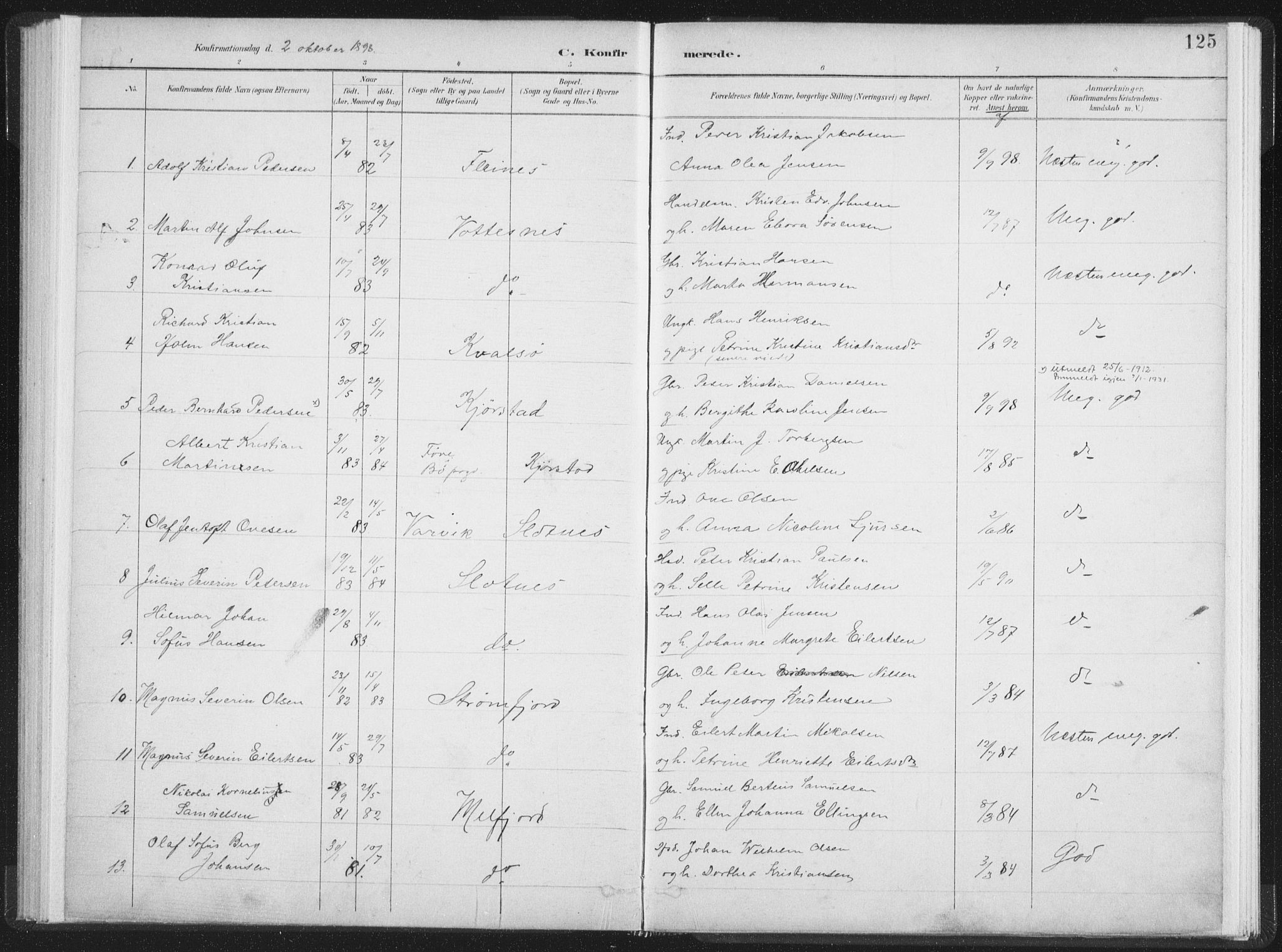 Ministerialprotokoller, klokkerbøker og fødselsregistre - Nordland, SAT/A-1459/890/L1286: Ministerialbok nr. 890A01, 1882-1902, s. 125