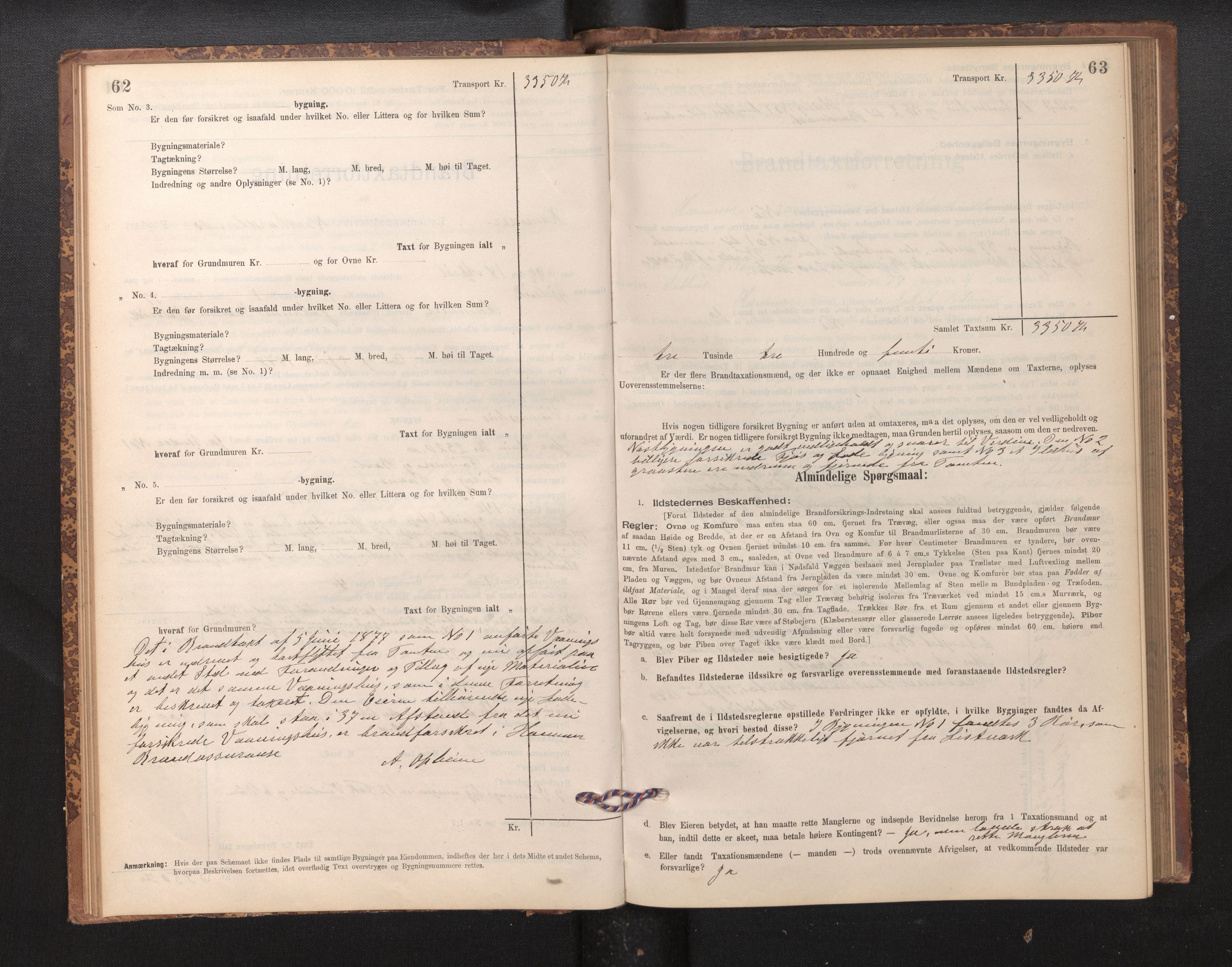 Lensmannen i Hamre, SAB/A-32601/0012/L0004: Branntakstprotokoll, skjematakst, 1895-1920, s. 62-63