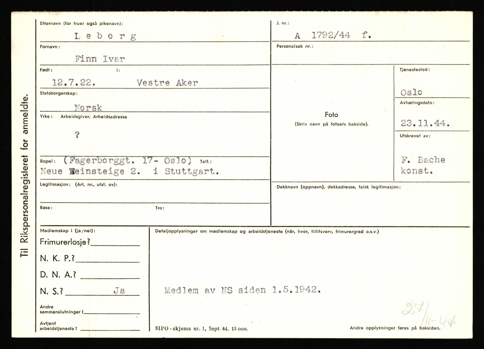 Statspolitiet - Hovedkontoret / Osloavdelingen, AV/RA-S-1329/C/Ca/L0009: Knutsen - Limstrand, 1943-1945, s. 4161