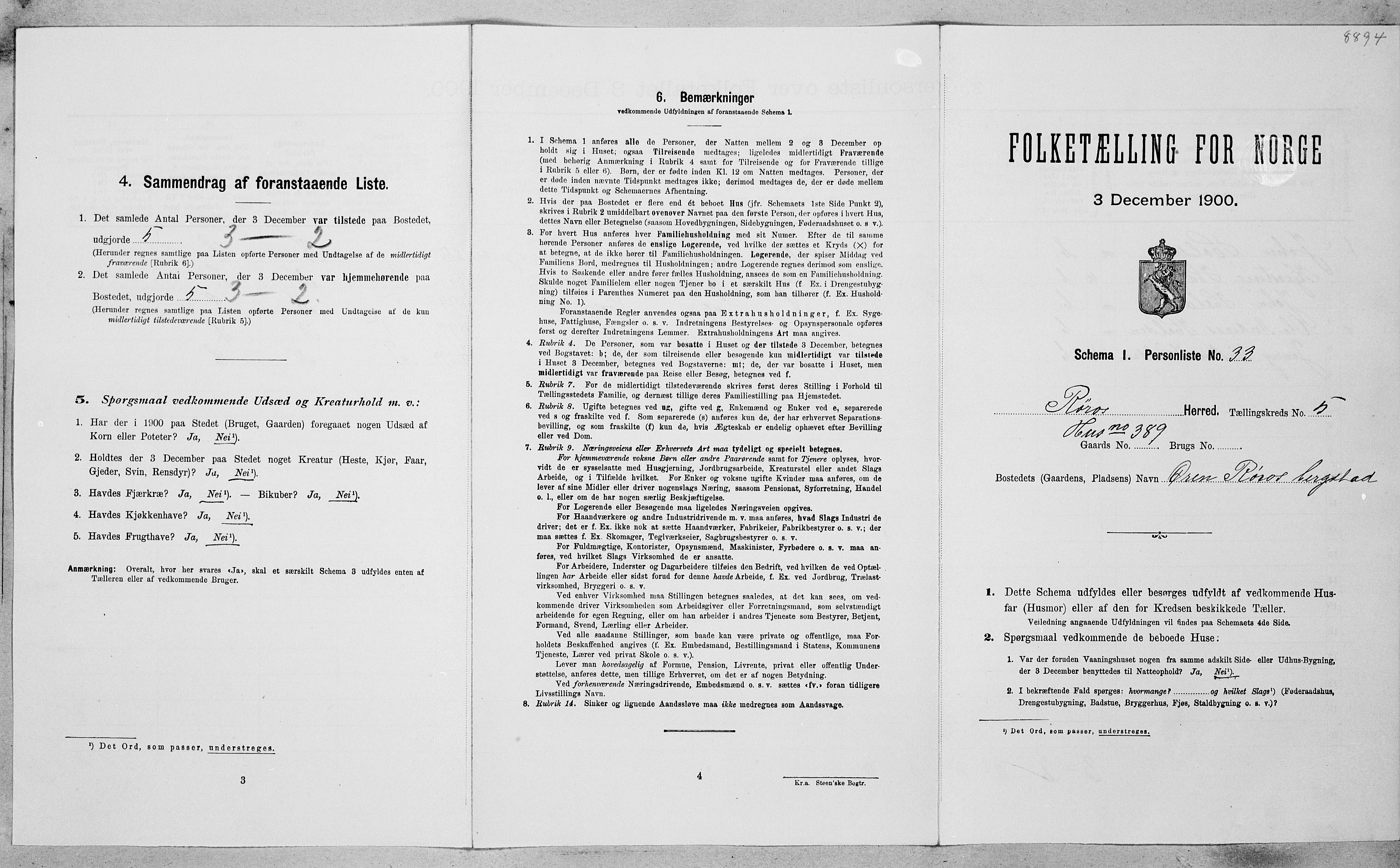 SAT, Folketelling 1900 for 1640 Røros herred, 1900, s. 728