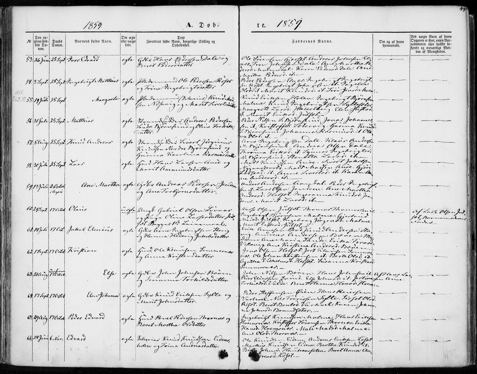 Ministerialprotokoller, klokkerbøker og fødselsregistre - Møre og Romsdal, SAT/A-1454/565/L0748: Ministerialbok nr. 565A02, 1845-1872, s. 49