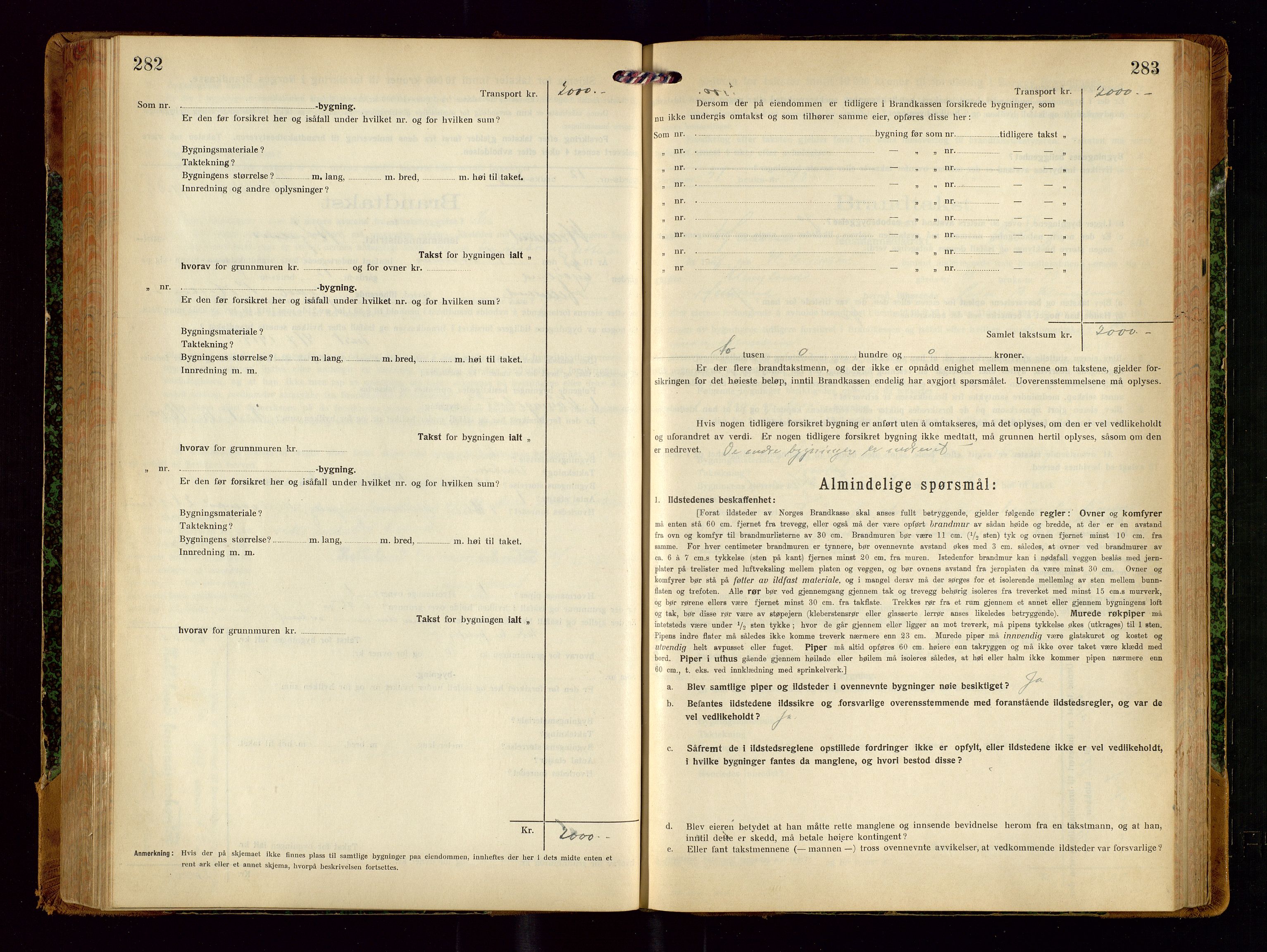 Helleland lensmannskontor, AV/SAST-A-100209/Gob/L0002: "Brandtakstprotokoll", 1921-1930, s. 282-283