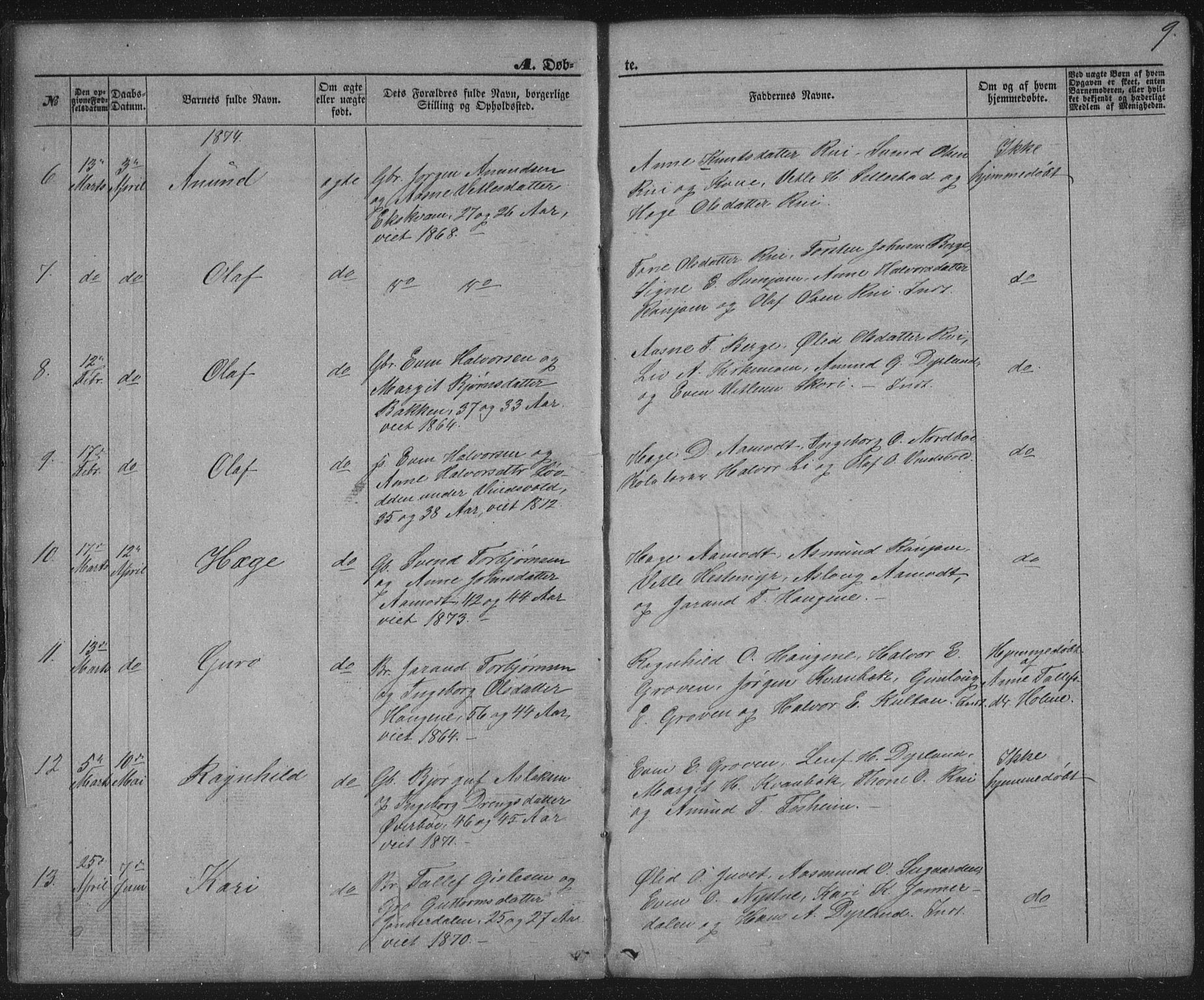 Seljord kirkebøker, AV/SAKO-A-20/G/Gc/L0002: Klokkerbok nr. III 2, 1872-1886, s. 9