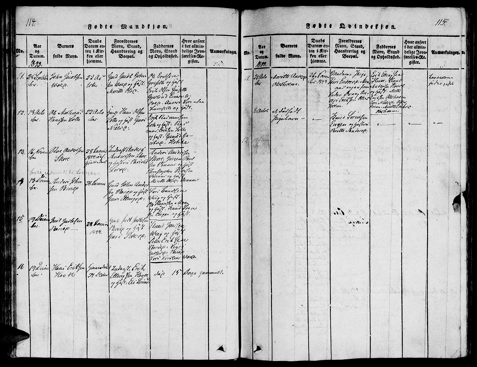 Ministerialprotokoller, klokkerbøker og fødselsregistre - Møre og Romsdal, AV/SAT-A-1454/543/L0561: Ministerialbok nr. 543A01, 1818-1853, s. 114-115