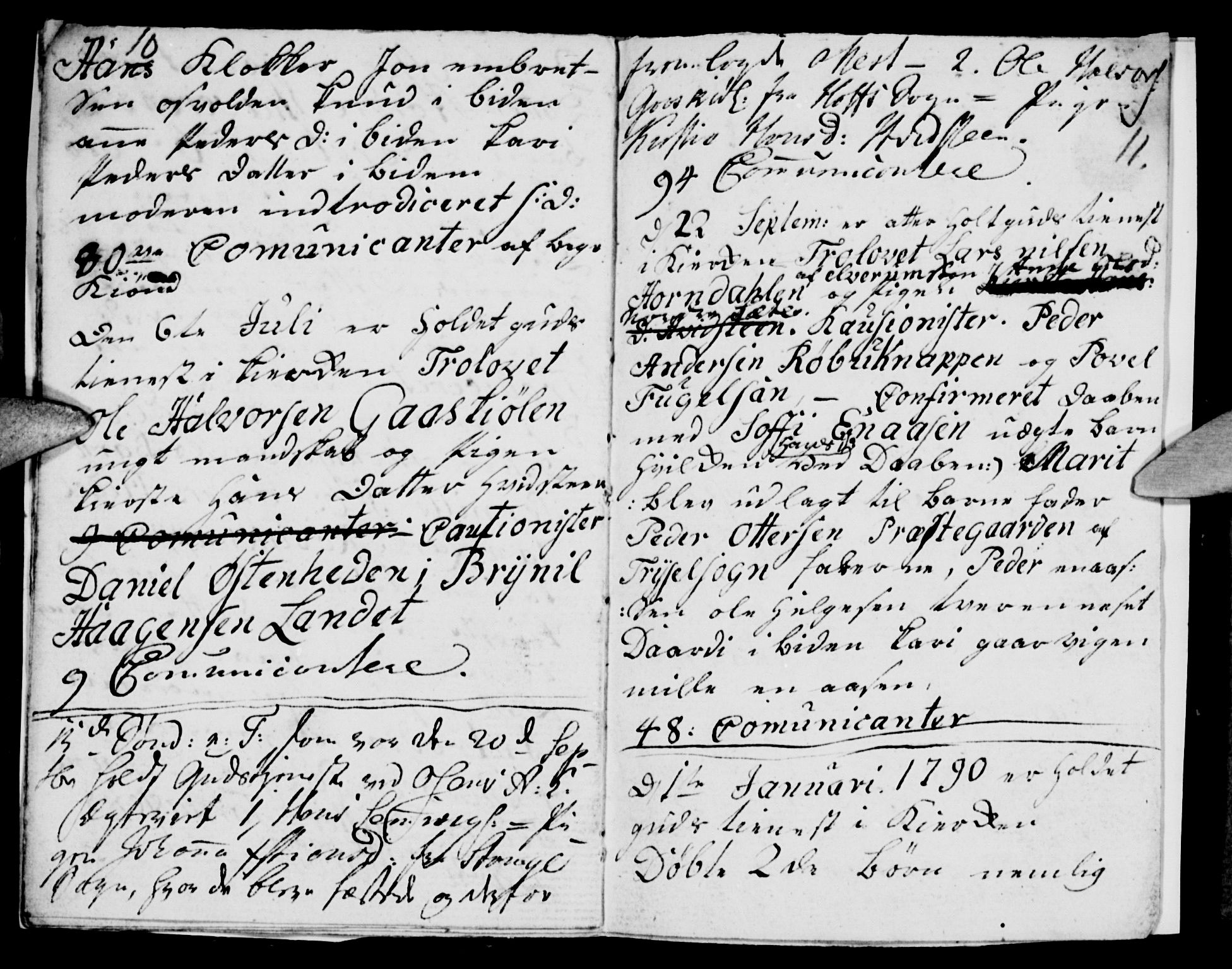 Trysil prestekontor, AV/SAH-PREST-046/H/Ha/Hab/L0002: Klokkerbok nr. 2, 1788-1790, s. 10-11