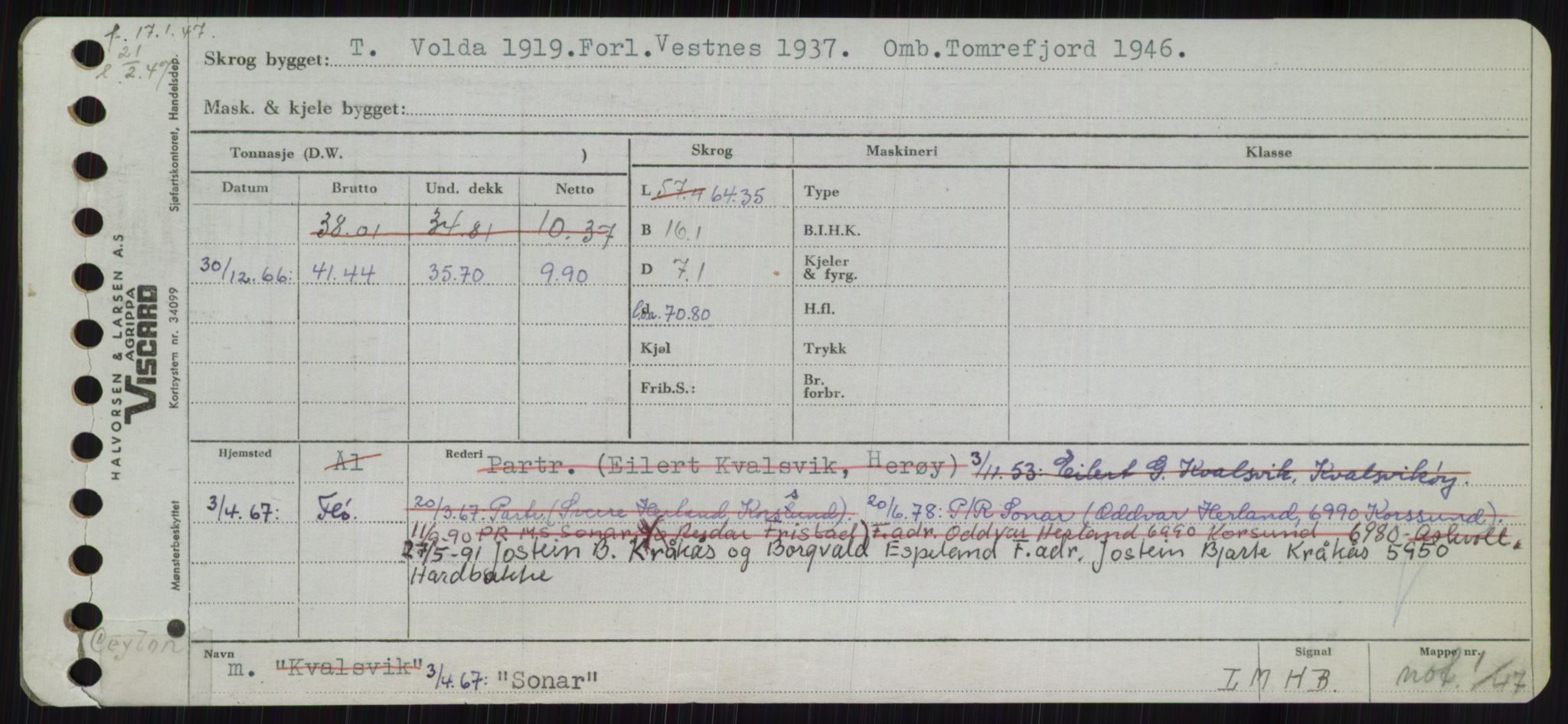 Sjøfartsdirektoratet med forløpere, Skipsmålingen, RA/S-1627/H/Ha/L0005/0002: Fartøy, S-Sven / Fartøy, Skjo-Sven, s. 273