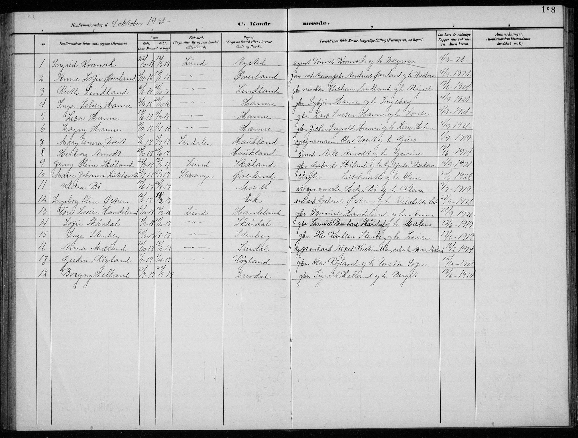 Lund sokneprestkontor, AV/SAST-A-101809/S07/L0008: Klokkerbok nr. B 8, 1902-1936, s. 148