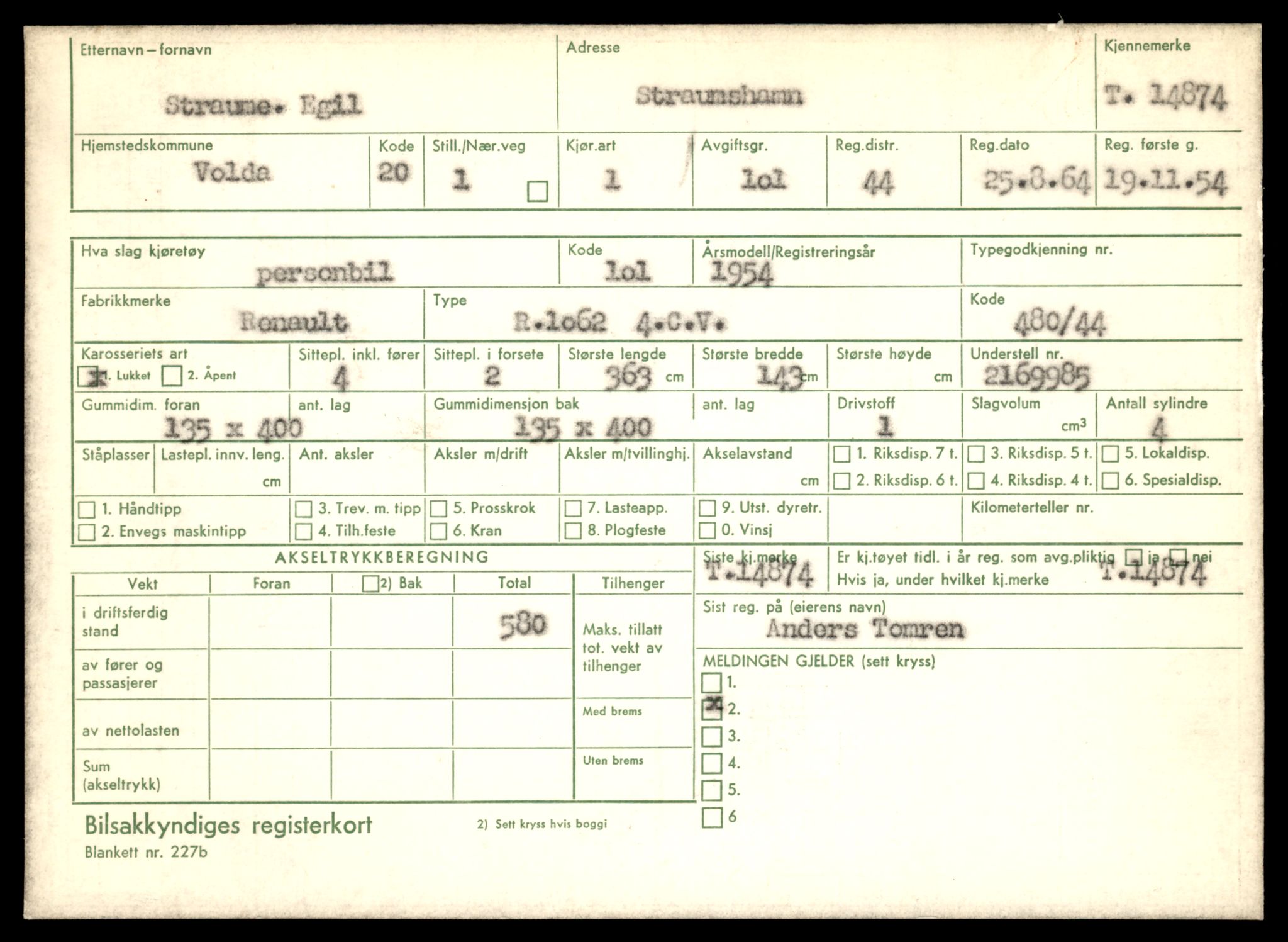 Møre og Romsdal vegkontor - Ålesund trafikkstasjon, AV/SAT-A-4099/F/Fe/L0049: Registreringskort for kjøretøy T 14864 - T 18613, 1927-1998, s. 287