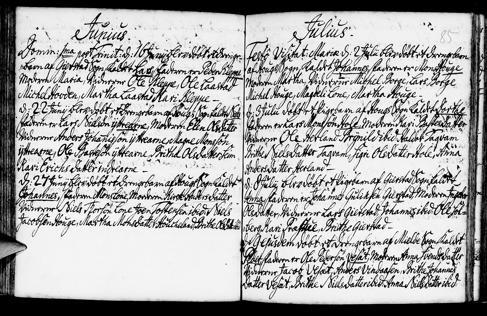 Haus sokneprestembete, SAB/A-75601/H/Haa: Ministerialbok nr. A 6, 1748-1758, s. 85