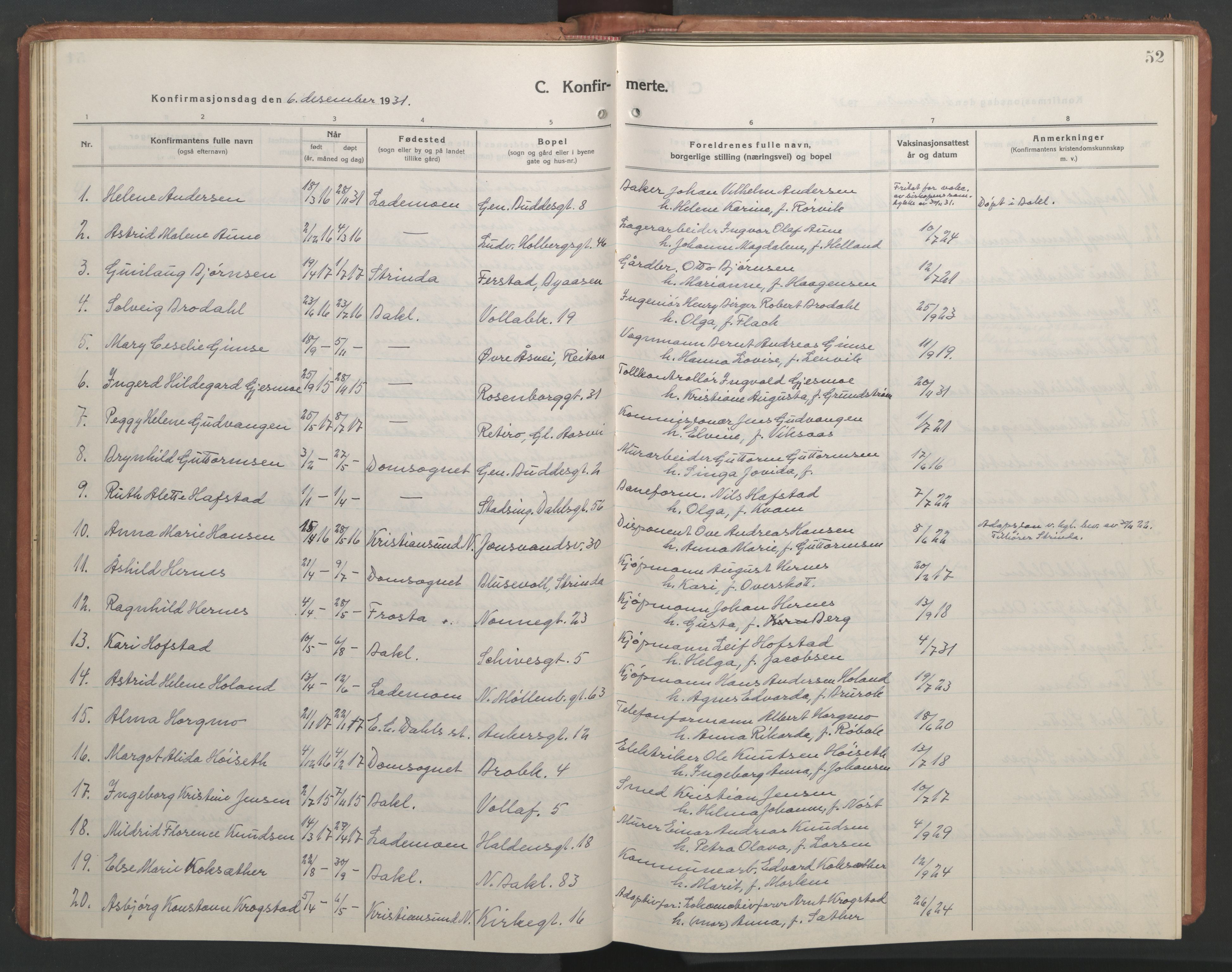 Ministerialprotokoller, klokkerbøker og fødselsregistre - Sør-Trøndelag, SAT/A-1456/604/L0228: Klokkerbok nr. 604C11, 1928-1950, s. 52