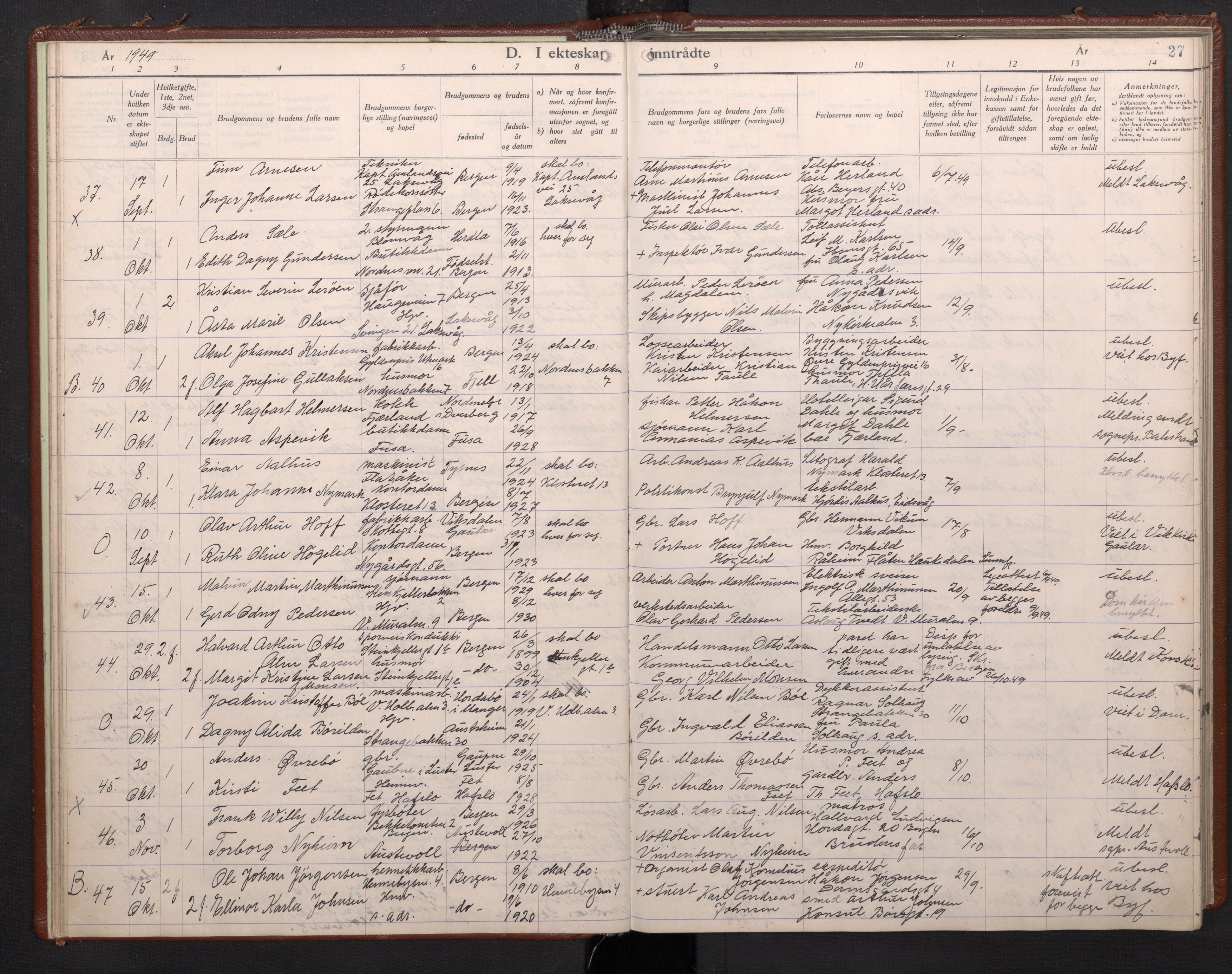 Nykirken Sokneprestembete, AV/SAB-A-77101/H/Haa/L0040: Ministerialbok nr. D 10, 1946-1964, s. 26b-27a