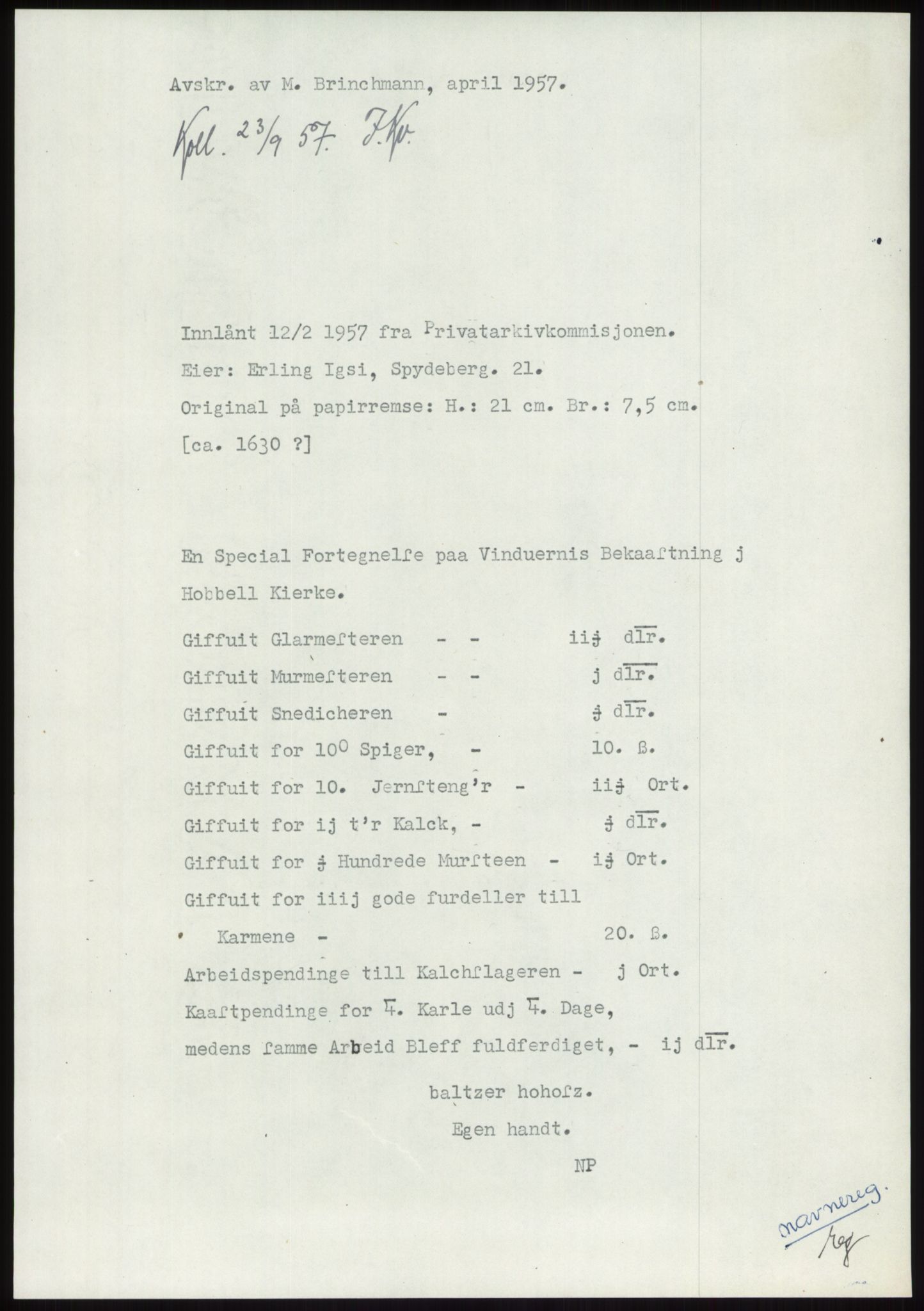 Samlinger til kildeutgivelse, Diplomavskriftsamlingen, AV/RA-EA-4053/H/Ha, s. 388