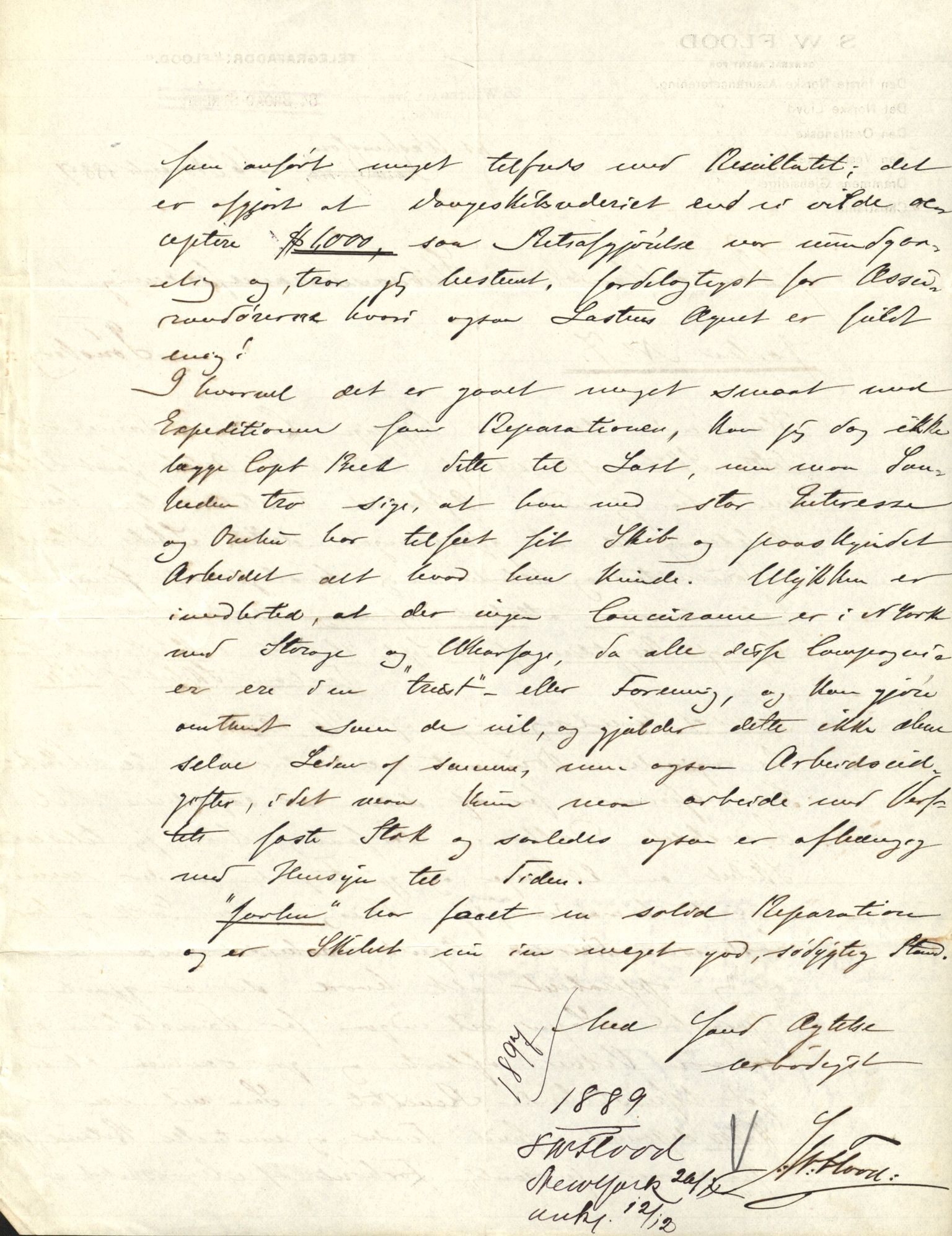 Pa 63 - Østlandske skibsassuranceforening, VEMU/A-1079/G/Ga/L0023/0012: Havaridokumenter / Columbus, Christiane Sophie, Marie, Jarlen, Kong Carl XV, 1889, s. 95