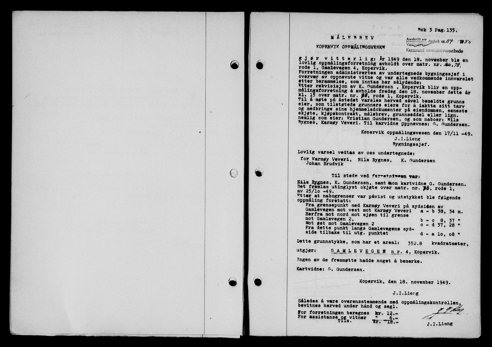 Karmsund sorenskriveri, SAST/A-100311/01/II/IIB/L0098: Pantebok nr. 78A, 1949-1950, Dagboknr: 114/1950