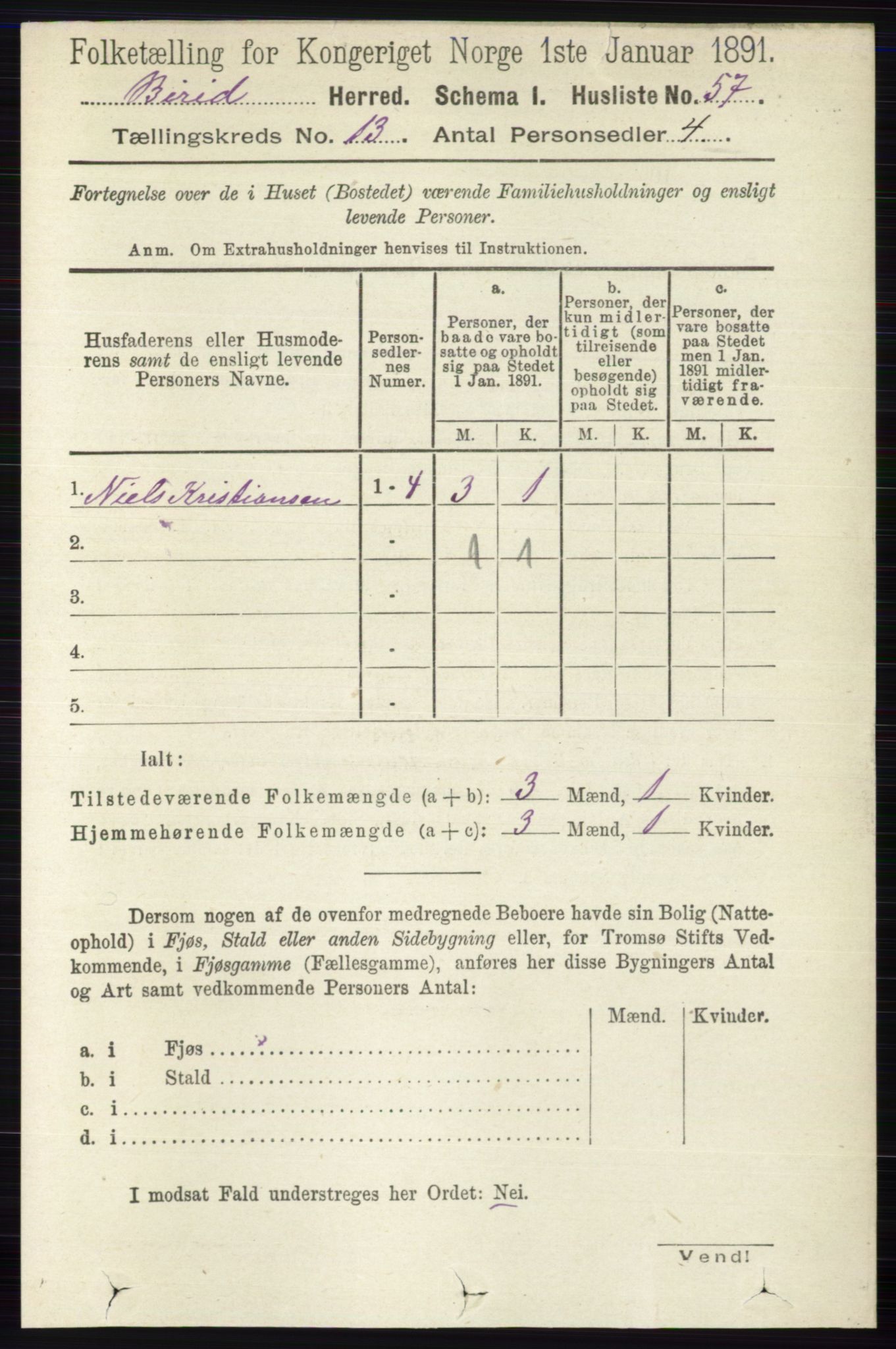 RA, Folketelling 1891 for 0525 Biri herred, 1891, s. 5305