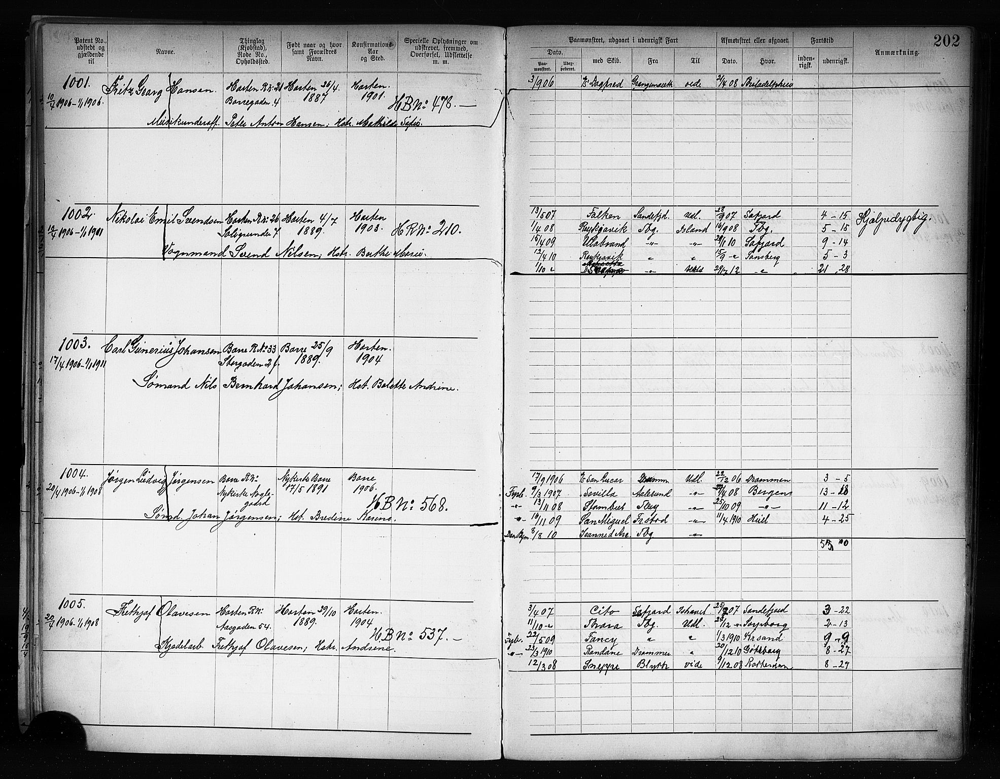 Horten innrulleringskontor, AV/SAKO-A-785/F/Fb/L0004: Annotasjonsrulle, 1889-1911, s. 207