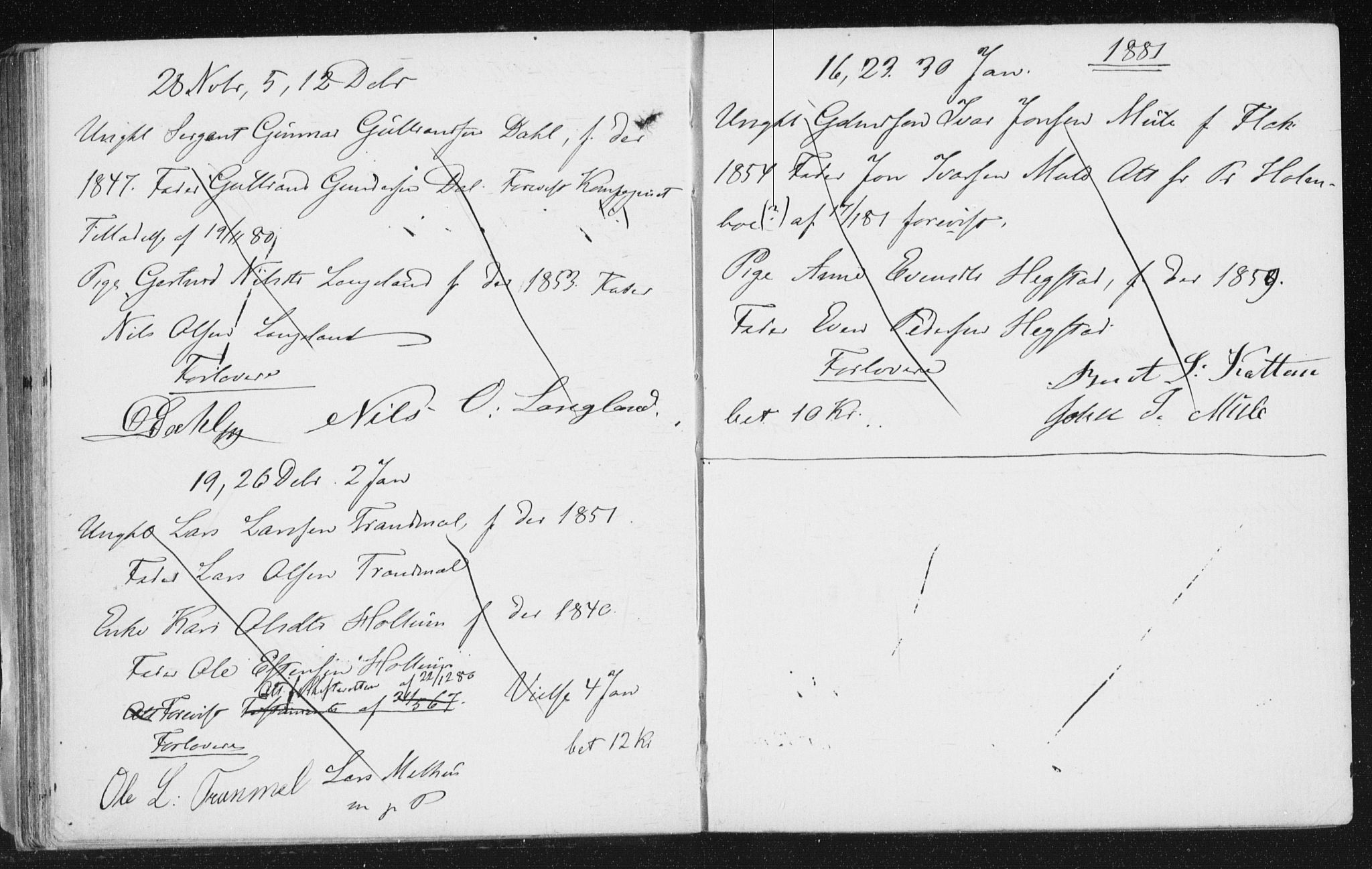 Melhus sokneprestkontor, SAT/A-1141/1/I/I1/I1f/L0010: Lysningsprotokoll nr. 691.I.1F10, 1867-1894