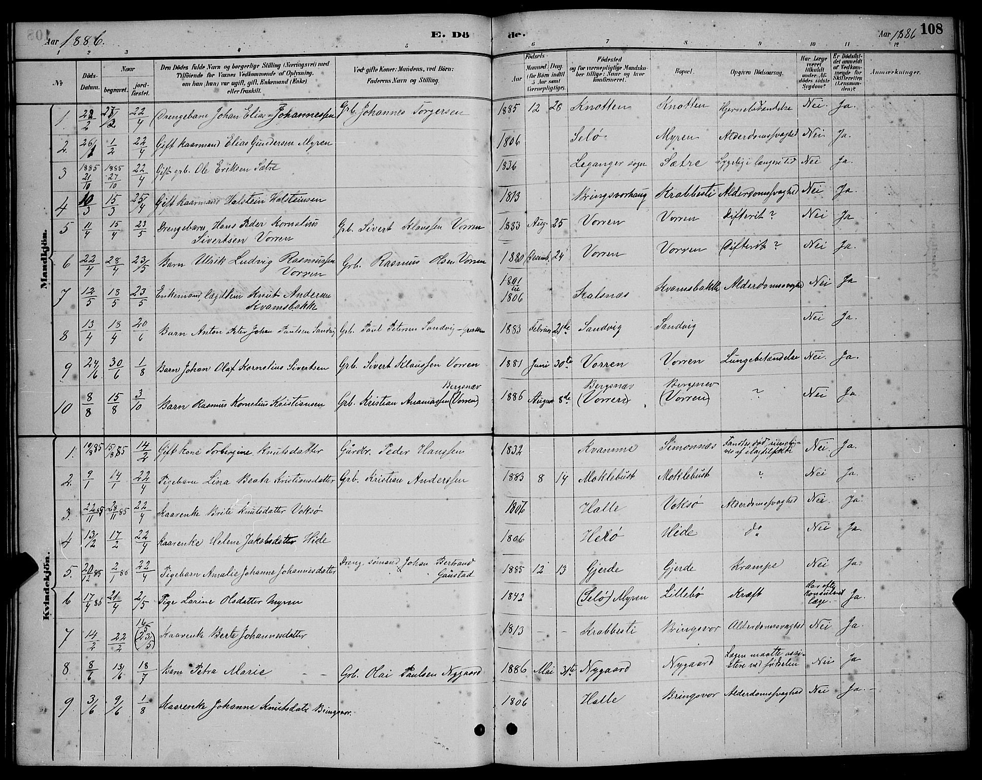 Ministerialprotokoller, klokkerbøker og fødselsregistre - Møre og Romsdal, AV/SAT-A-1454/503/L0048: Klokkerbok nr. 503C03, 1885-1893, s. 108