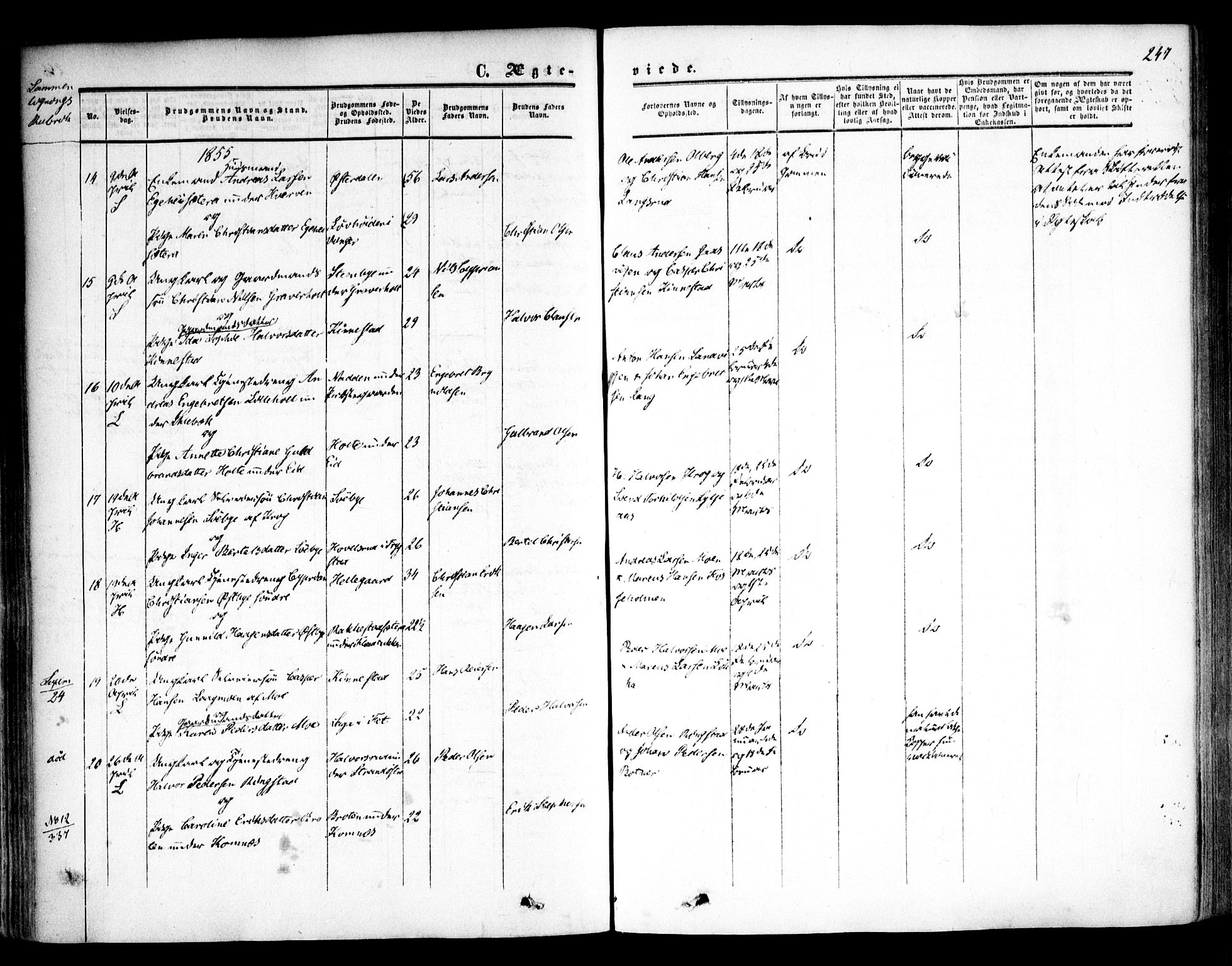 Høland prestekontor Kirkebøker, AV/SAO-A-10346a/F/Fa/L0010: Ministerialbok nr. I 10, 1854-1861, s. 247