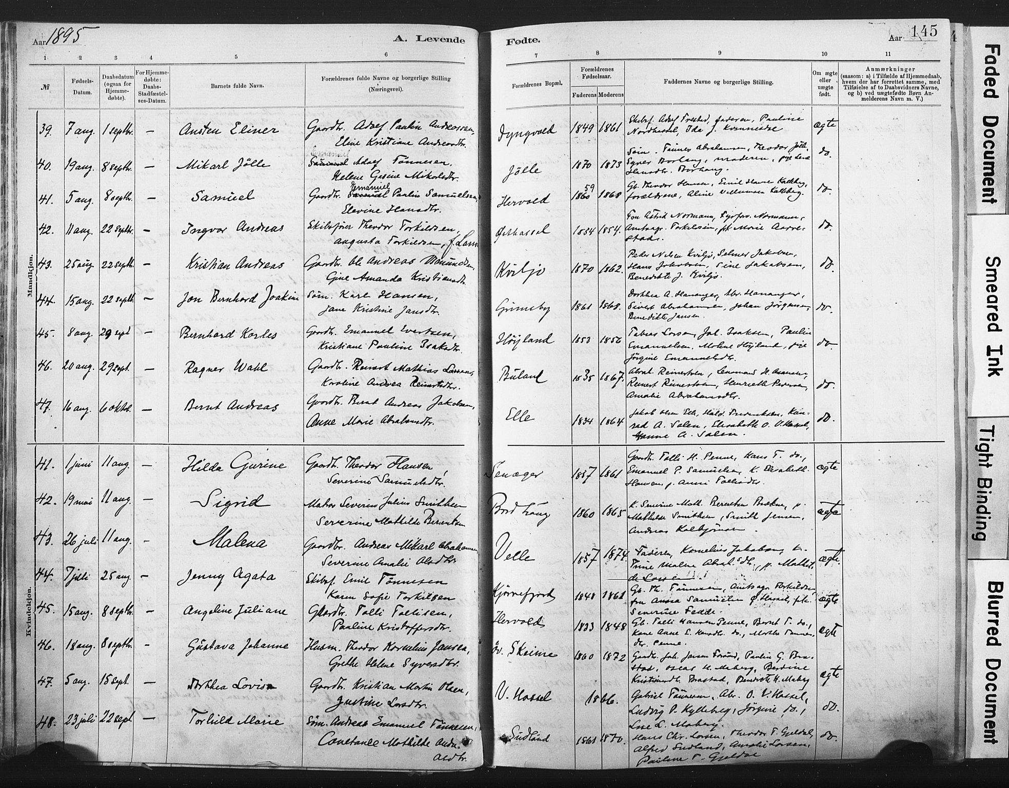 Lista sokneprestkontor, AV/SAK-1111-0027/F/Fa/L0012: Ministerialbok nr. A 12, 1879-1903, s. 145