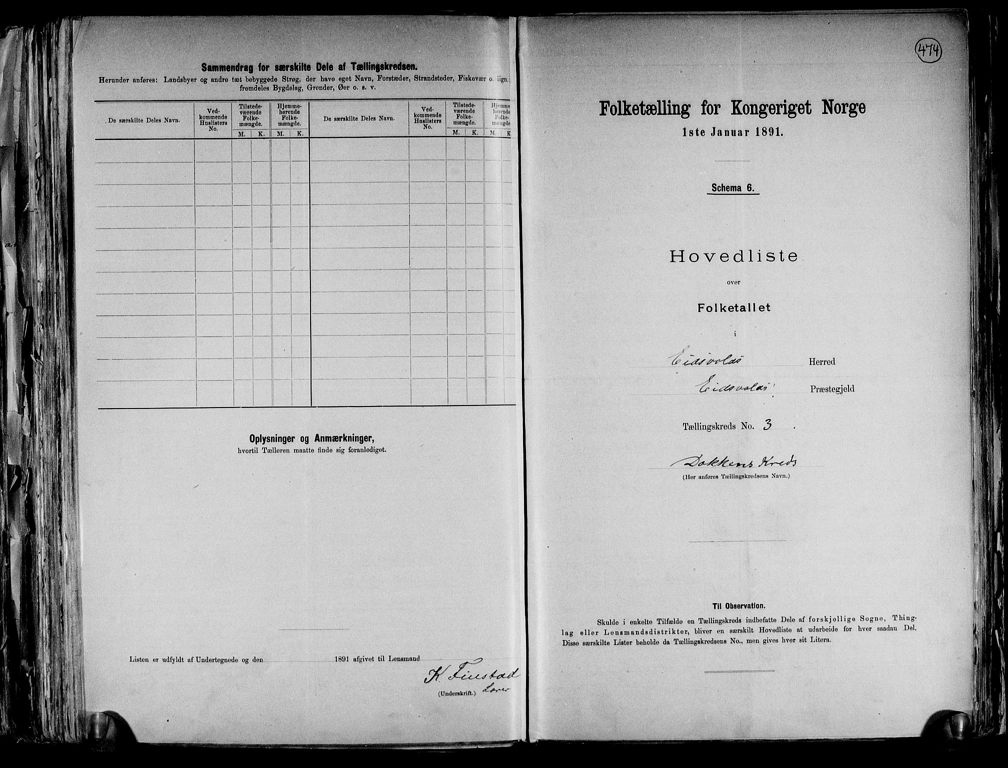 RA, Folketelling 1891 for 0237 Eidsvoll herred, 1891, s. 11