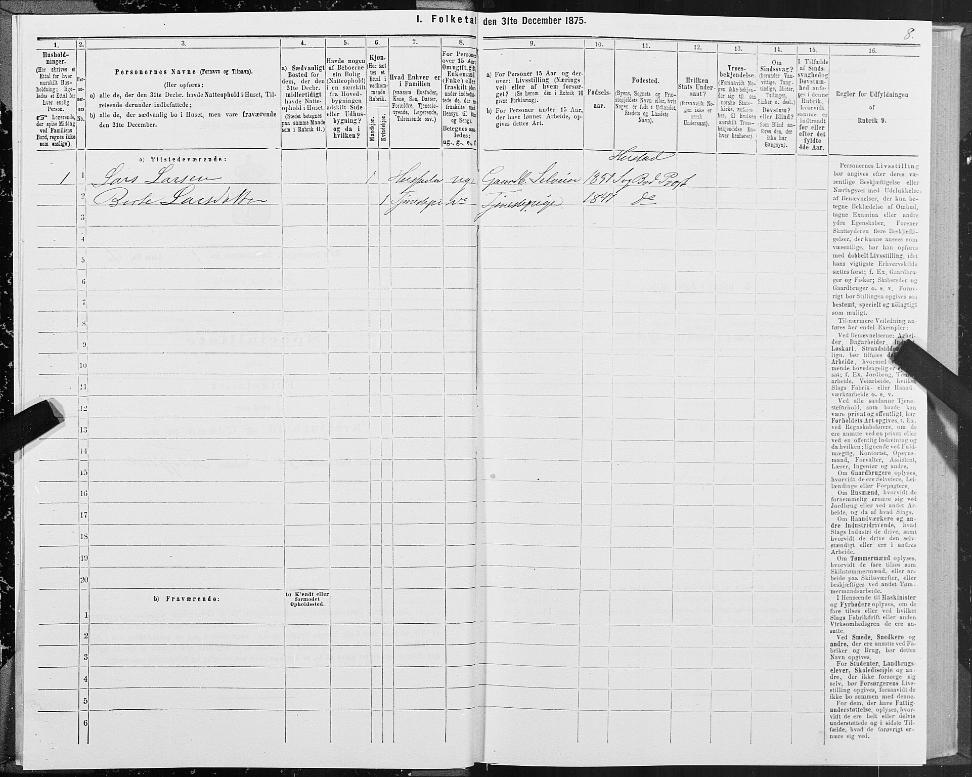 SAT, Folketelling 1875 for 1549P Bud prestegjeld, 1875, s. 1008