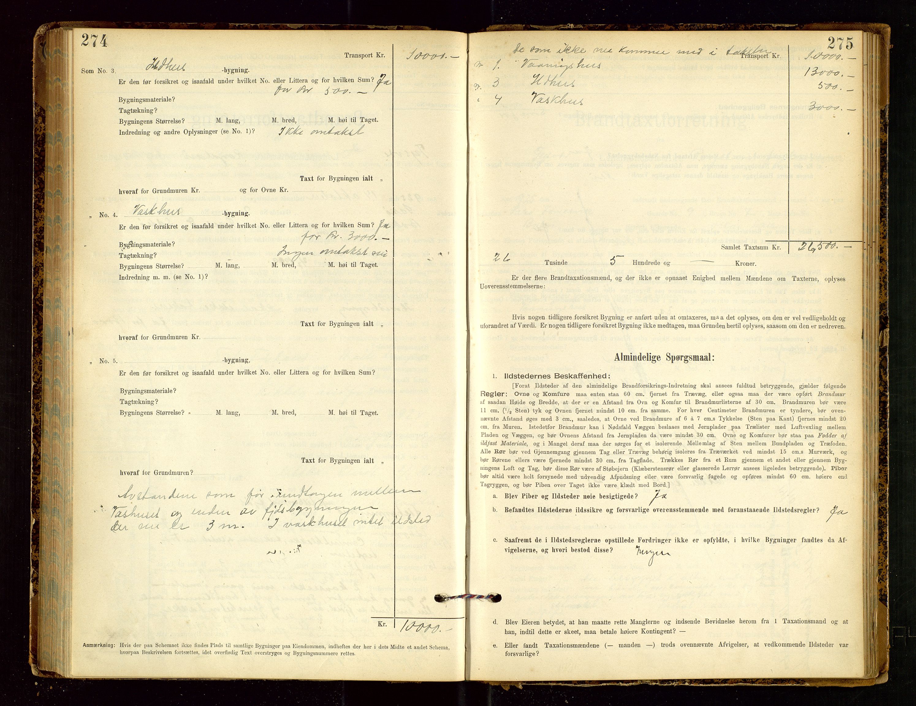 Tysvær lensmannskontor, AV/SAST-A-100192/Gob/L0002: "Brandtakstprotokol for Lensmanden i Tysvær", 1901-1932, s. 274-275