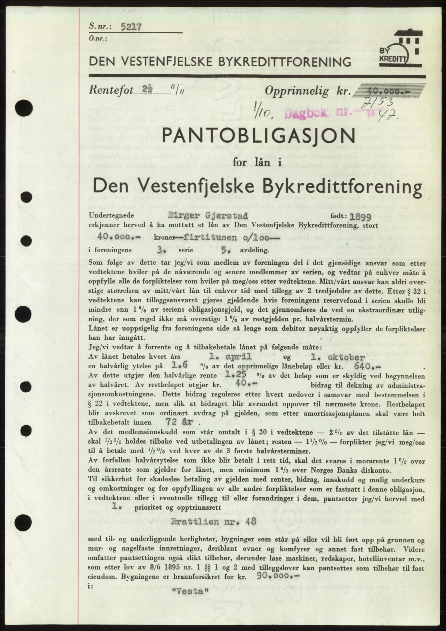 Byfogd og Byskriver i Bergen, AV/SAB-A-3401/03/03Bd/L0003: Pantebok nr. B29-39, 1947-1950, Dagboknr: 7153/1947