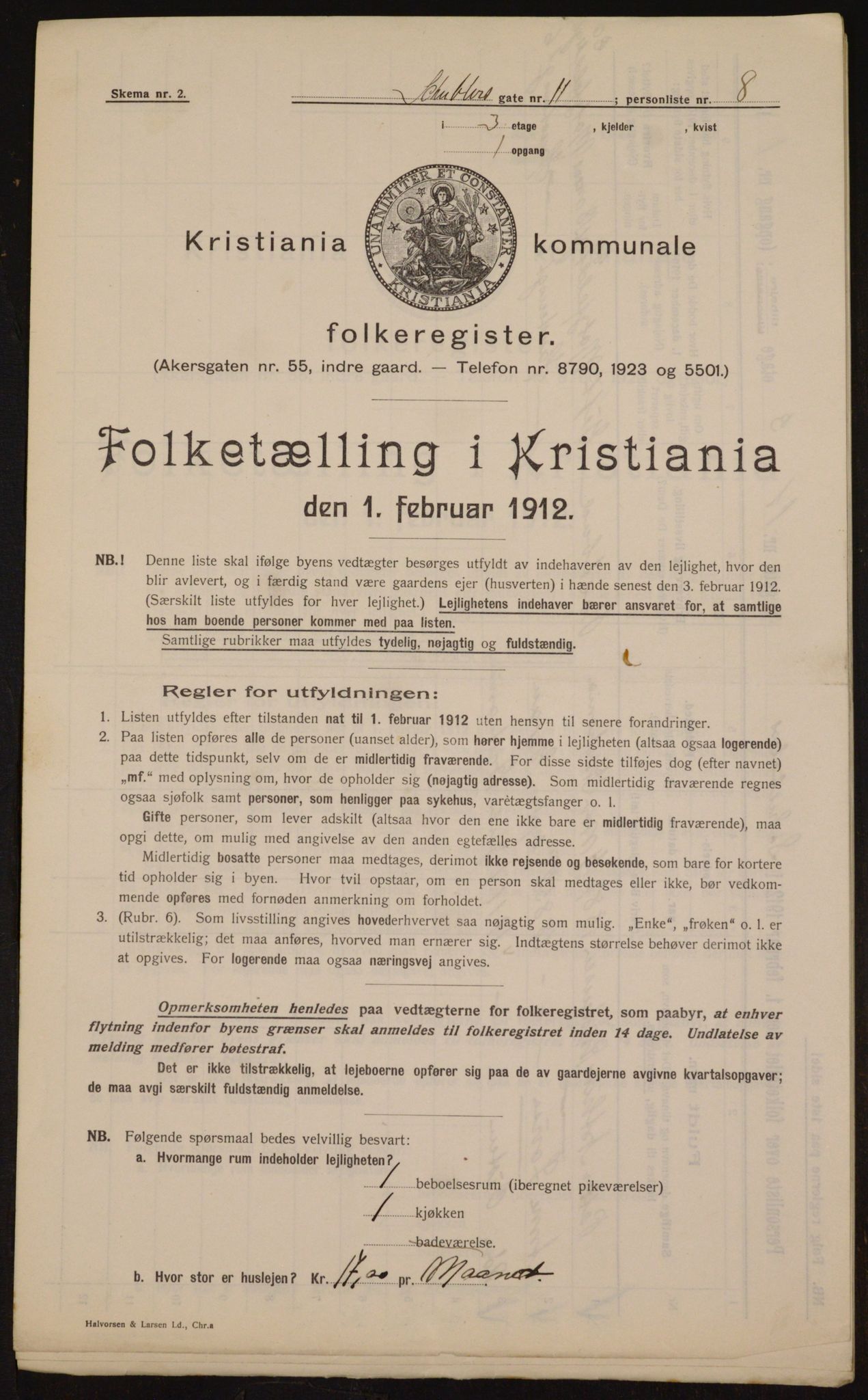 OBA, Kommunal folketelling 1.2.1912 for Kristiania, 1912, s. 93149