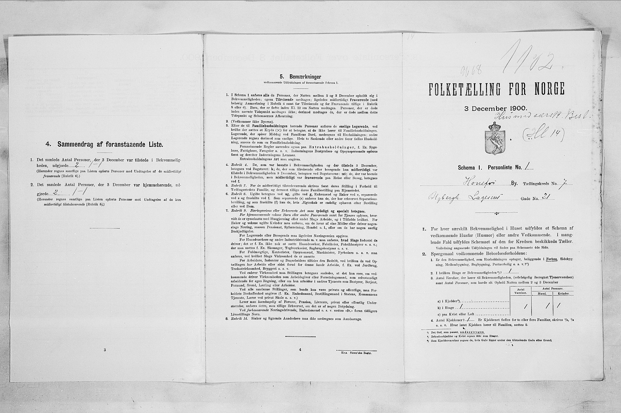 RA, Folketelling 1900 for 0601 Hønefoss kjøpstad, 1900, s. 697
