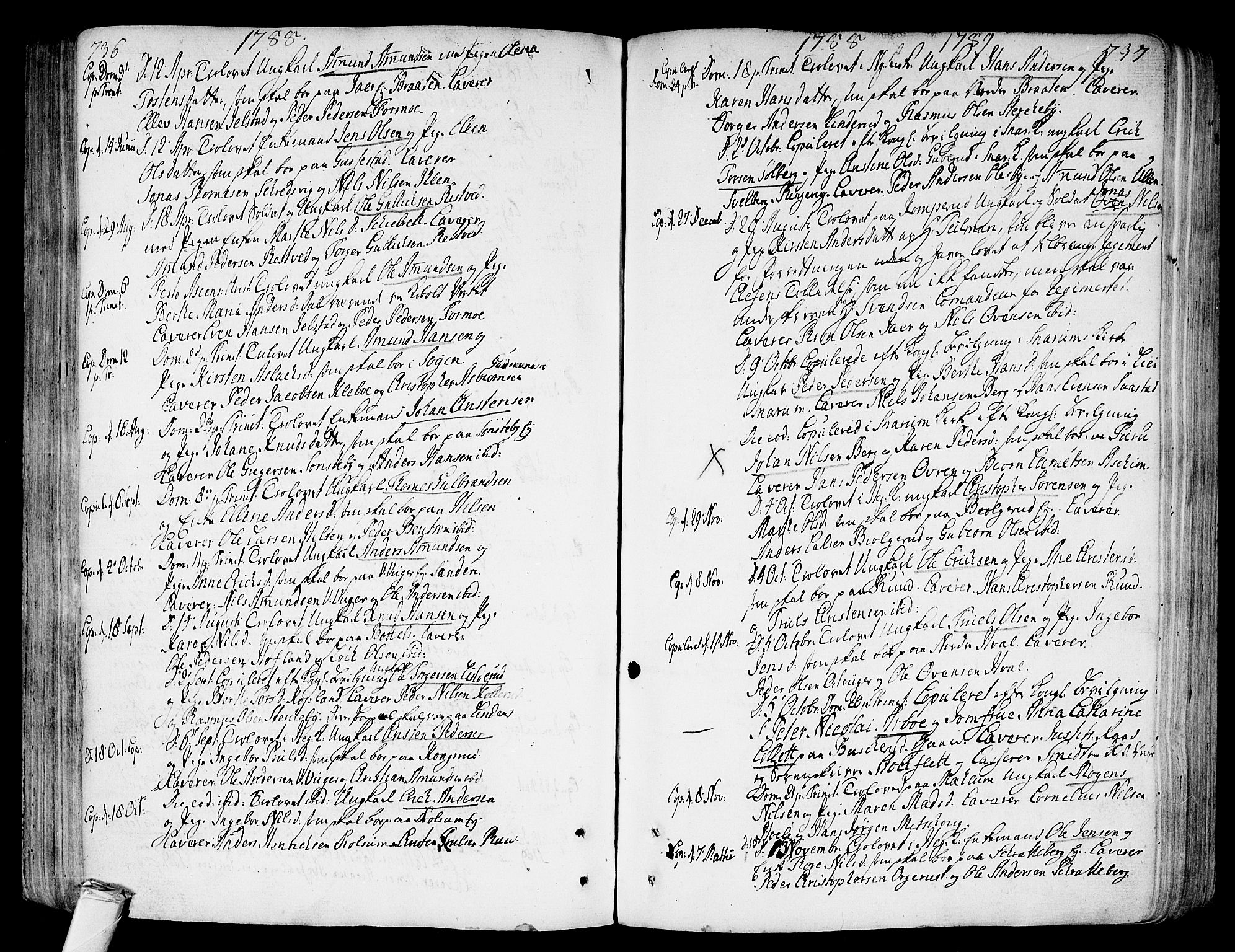 Modum kirkebøker, AV/SAKO-A-234/F/Fa/L0003: Ministerialbok nr. 3, 1783-1819, s. 736-737
