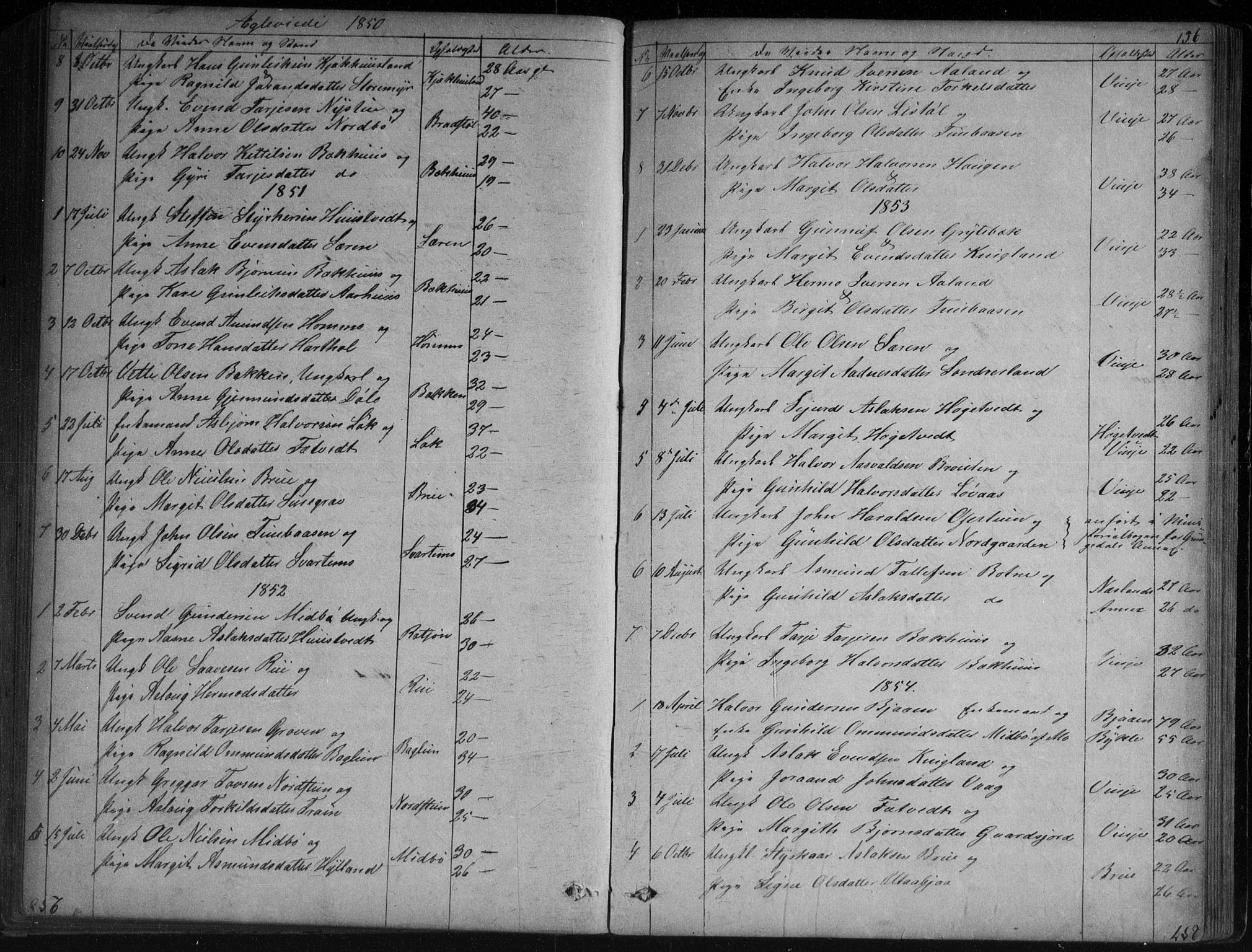 Vinje kirkebøker, AV/SAKO-A-312/G/Ga/L0002: Klokkerbok nr. I 2, 1849-1893, s. 156