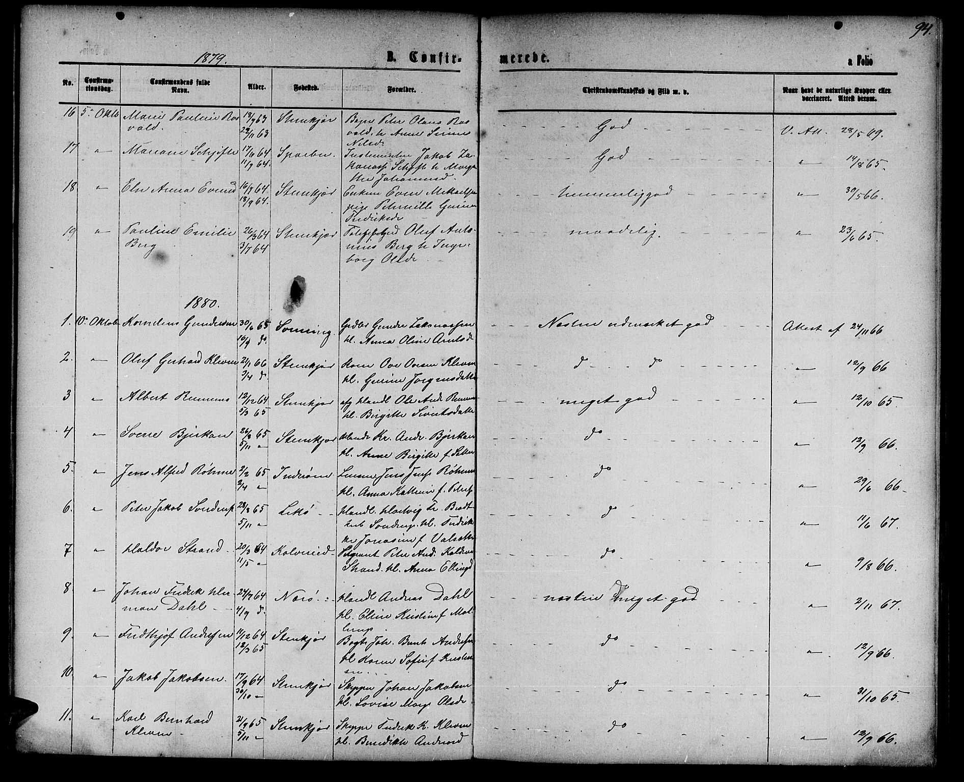 Ministerialprotokoller, klokkerbøker og fødselsregistre - Nord-Trøndelag, SAT/A-1458/739/L0373: Klokkerbok nr. 739C01, 1865-1882, s. 94
