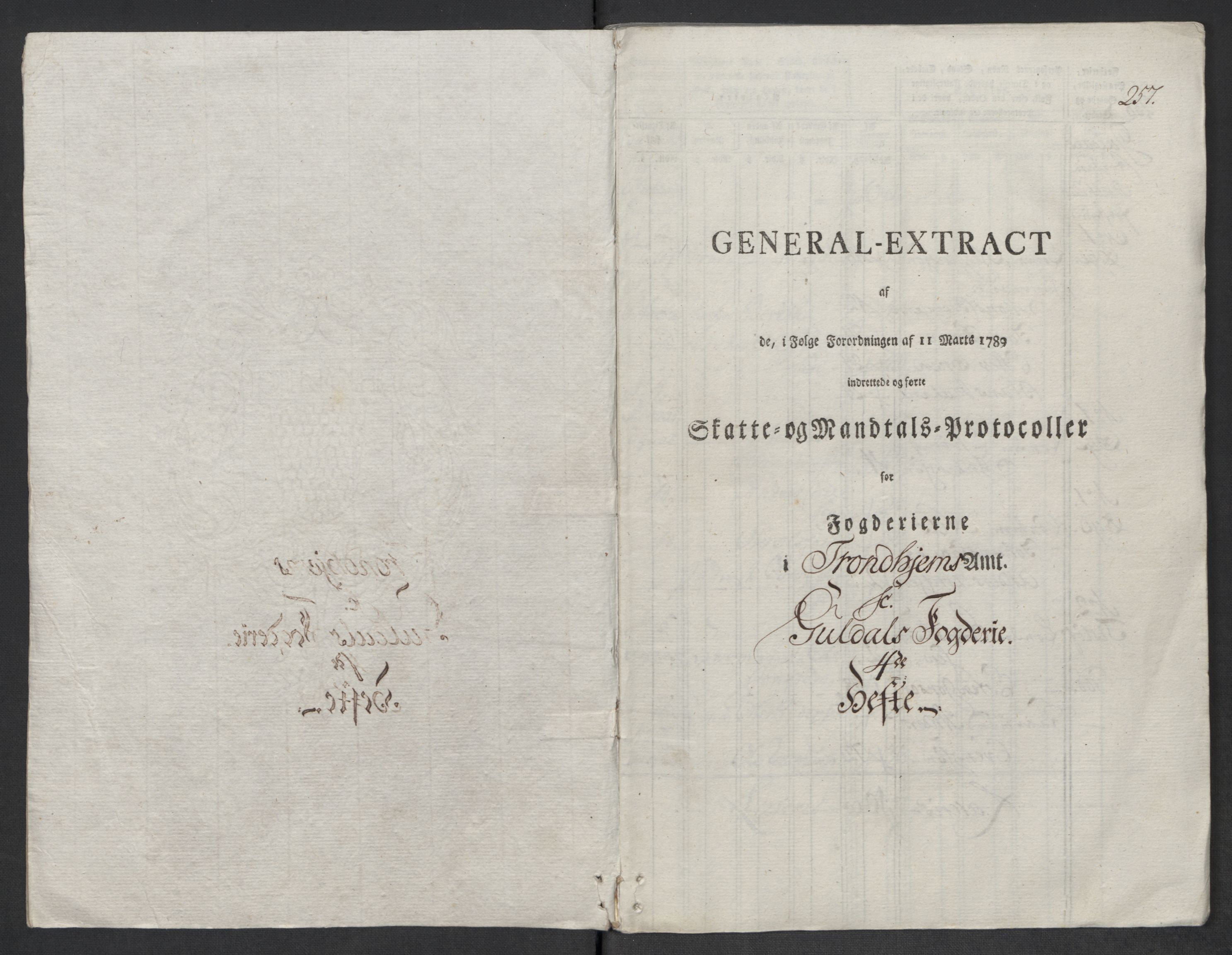 Rentekammeret inntil 1814, Reviderte regnskaper, Mindre regnskaper, RA/EA-4068/Rf/Rfe/L0032: Numedal og Sandsvær fogderi, Orkdal og Gauldal fogderi, 1789, s. 293