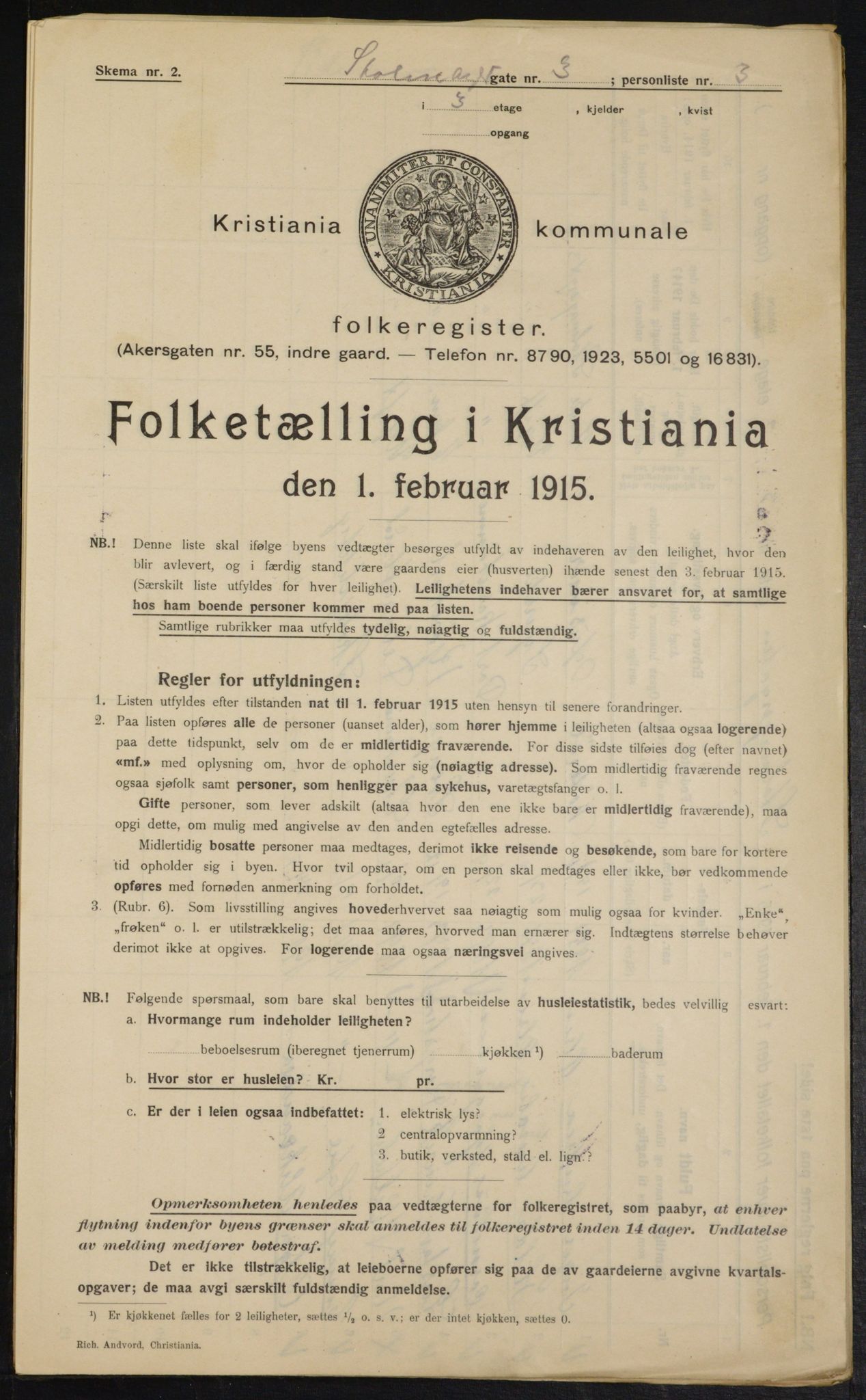 OBA, Kommunal folketelling 1.2.1915 for Kristiania, 1915, s. 102709