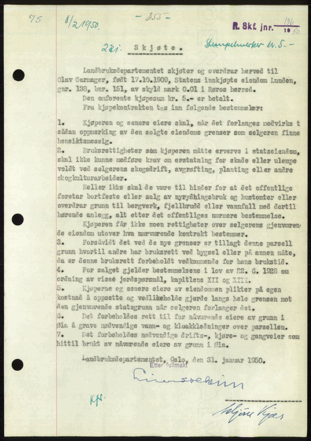 Gauldal sorenskriveri, SAT/A-0014/1/2/2C: Pantebok nr. A9, 1949-1950, Dagboknr: 231/1950