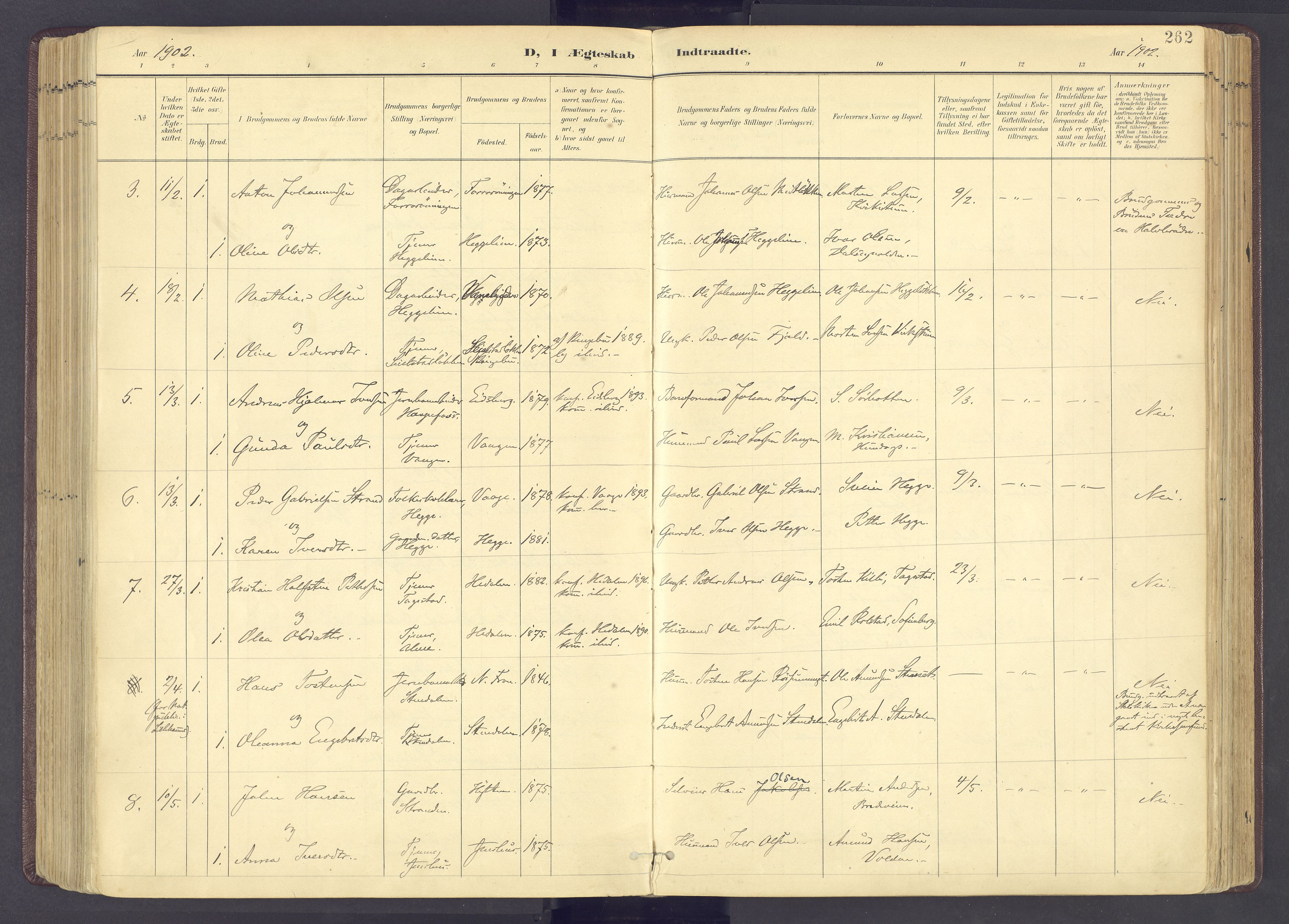 Sør-Fron prestekontor, SAH/PREST-010/H/Ha/Haa/L0004: Ministerialbok nr. 4, 1898-1919, s. 262