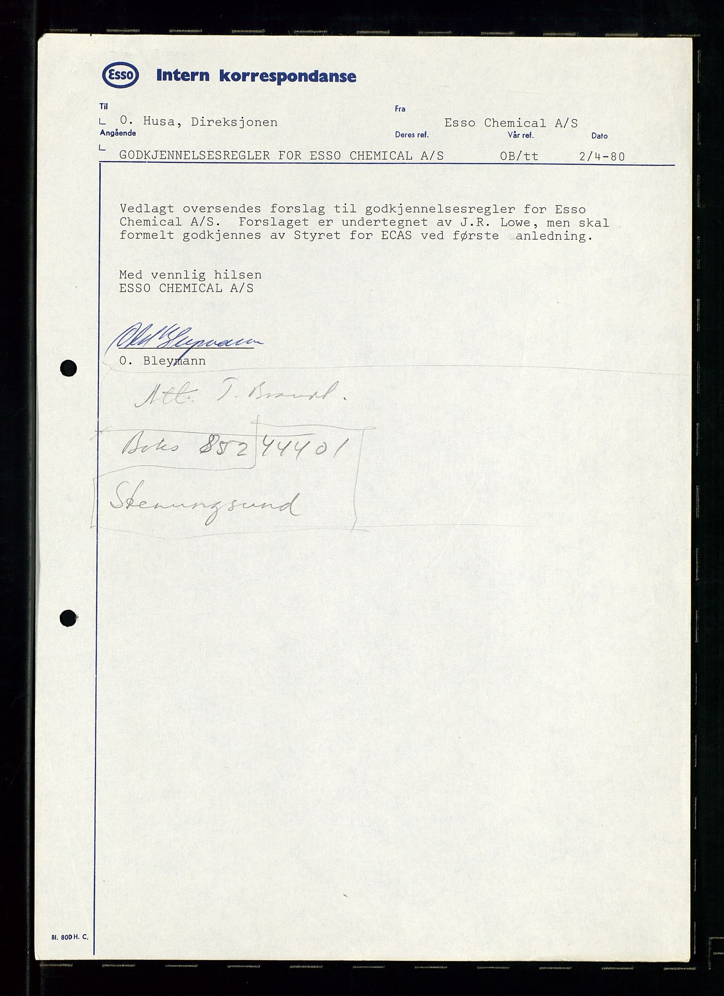 PA 1538 - Exxon Chemical Norge A/S, AV/SAST-A-101958/A/Aa/L0002/0001: Styredokumenter / Halvårsrapporter 1983-1984, Generalforsamling, Styremøter og halvårsrapporter 1985-1988, 1983-1988