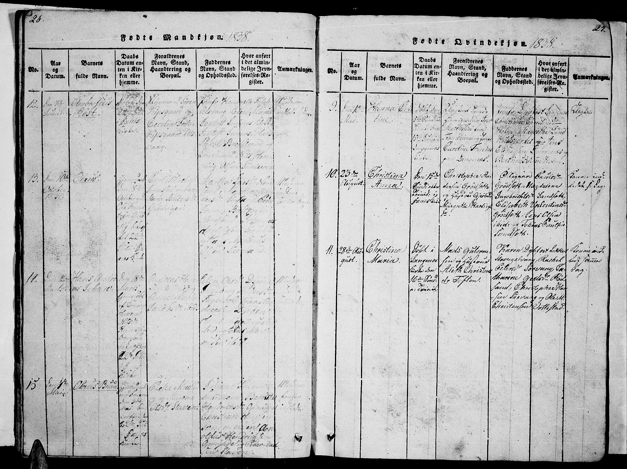 Ministerialprotokoller, klokkerbøker og fødselsregistre - Nordland, AV/SAT-A-1459/893/L1346: Klokkerbok nr. 893C01, 1820-1858, s. 26-27