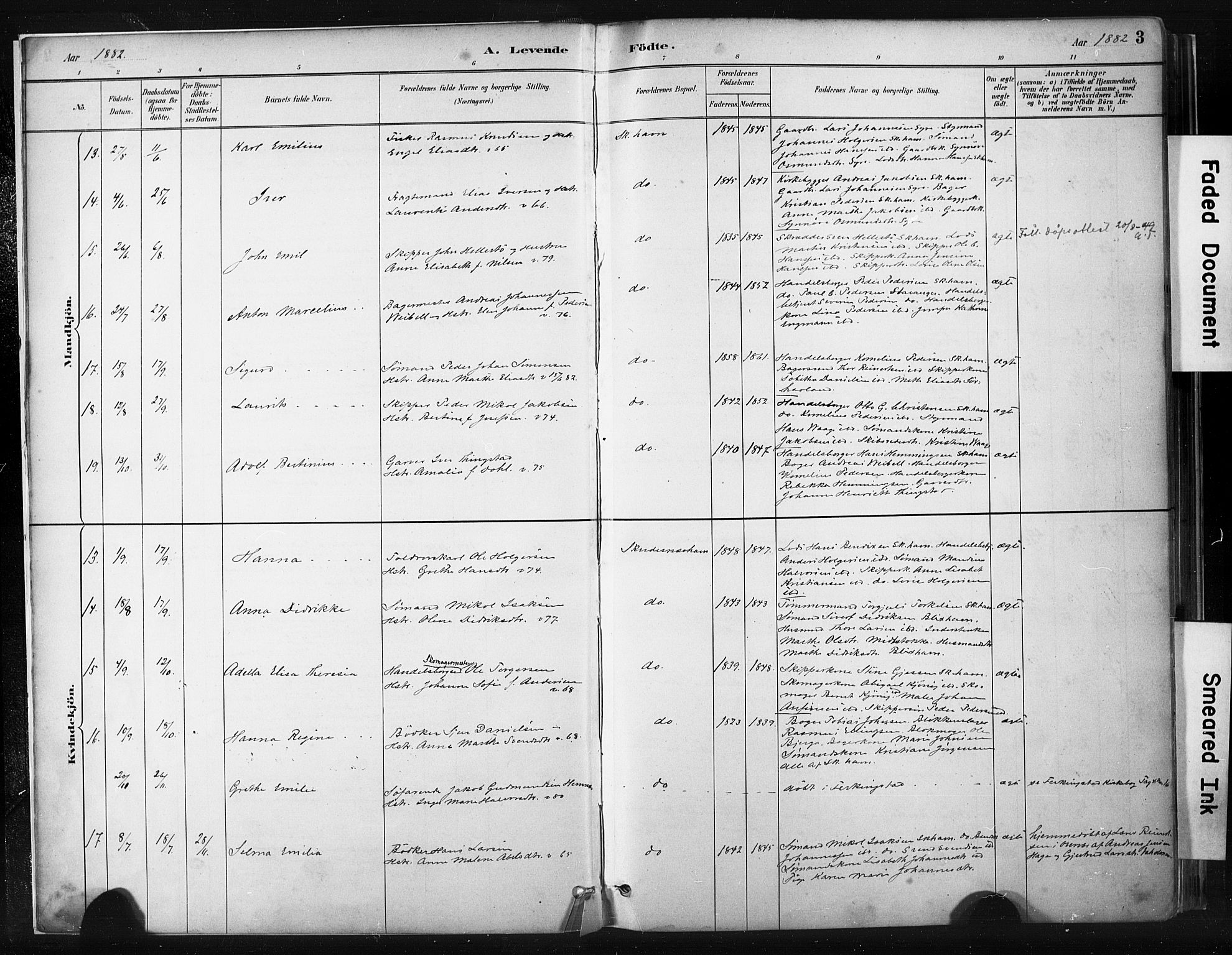 Skudenes sokneprestkontor, SAST/A -101849/H/Ha/Haa/L0008: Ministerialbok nr. A 5, 1882-1912, s. 3