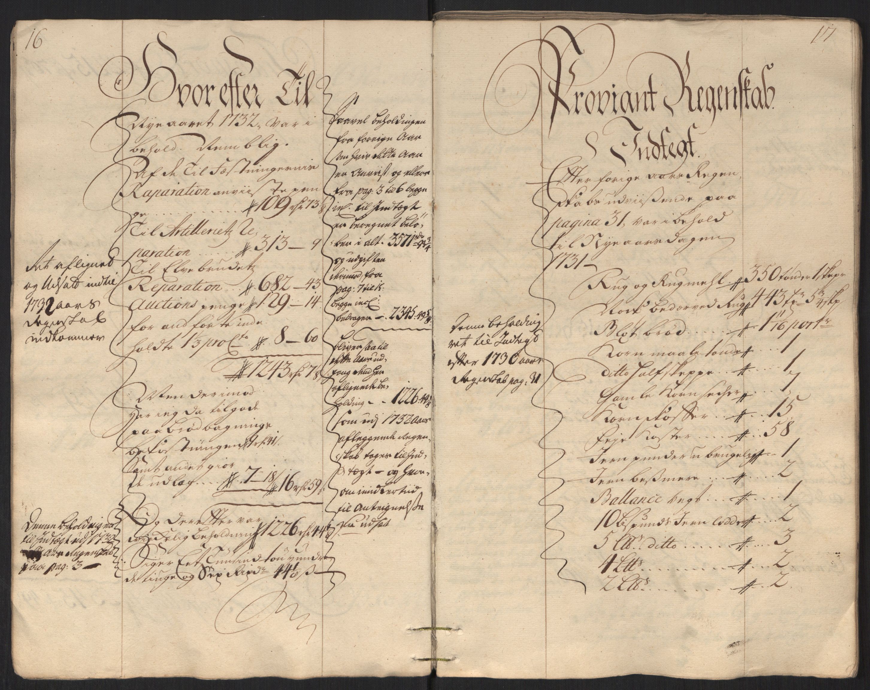 Rentekammeret inntil 1814, Reviderte regnskaper, Militære regnskaper, AV/RA-EA-4069/Rd/L0649: Trondheim festningsregnskaper, 1731, s. 16-17