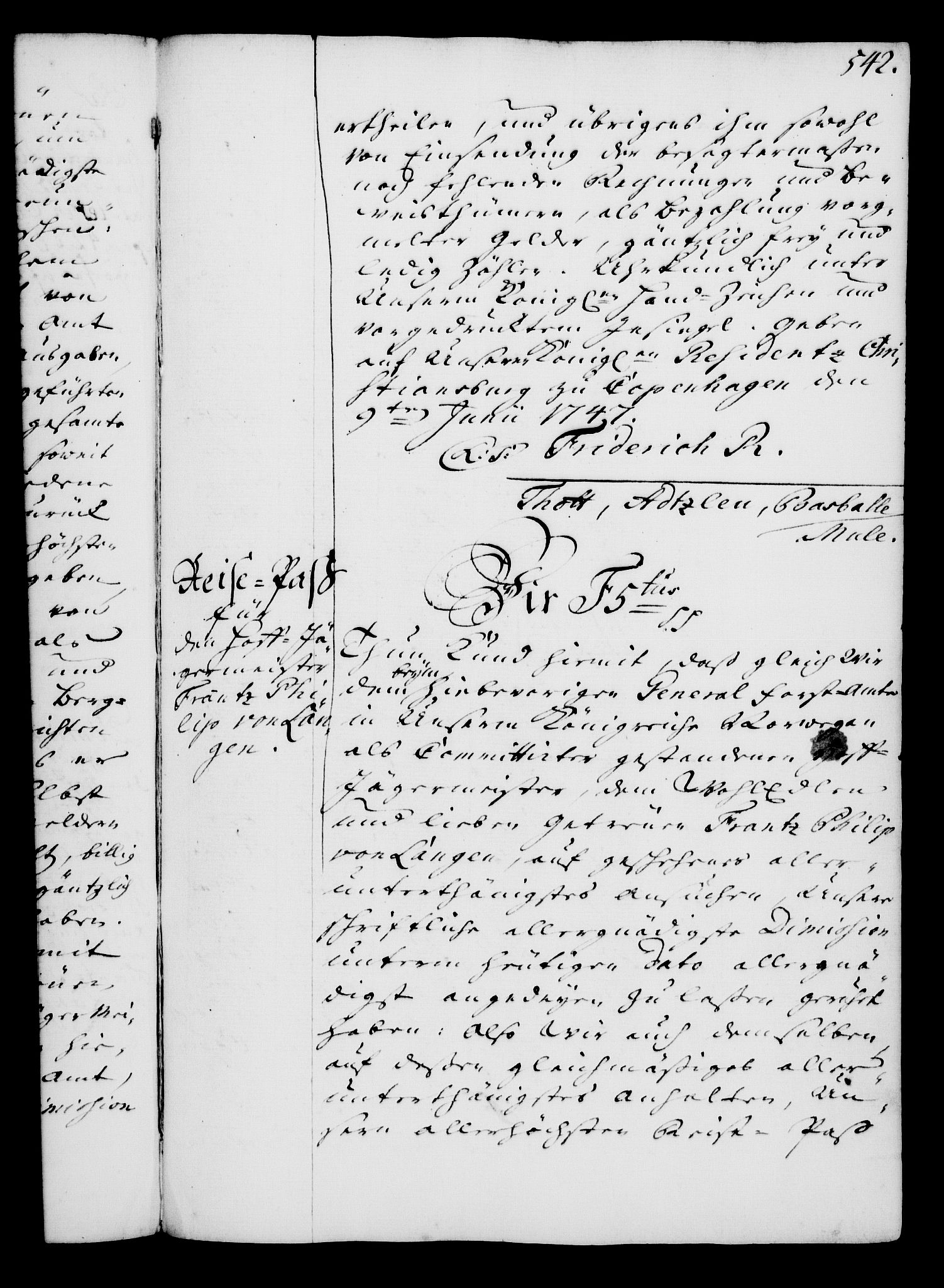 Rentekammeret, Kammerkanselliet, RA/EA-3111/G/Gg/Gga/L0005: Norsk ekspedisjonsprotokoll med register (merket RK 53.5), 1741-1749, s. 542