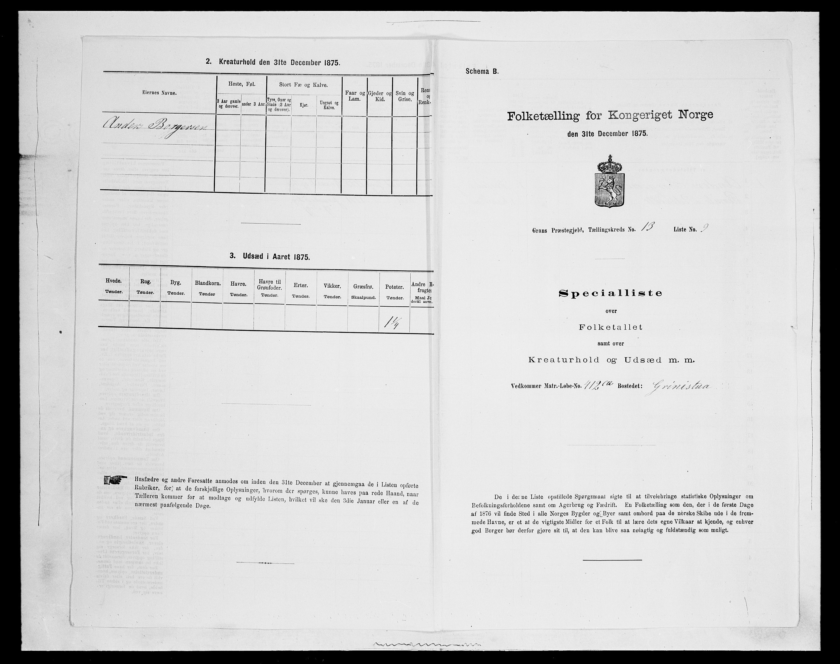 SAH, Folketelling 1875 for 0534P Gran prestegjeld, 1875, s. 2388