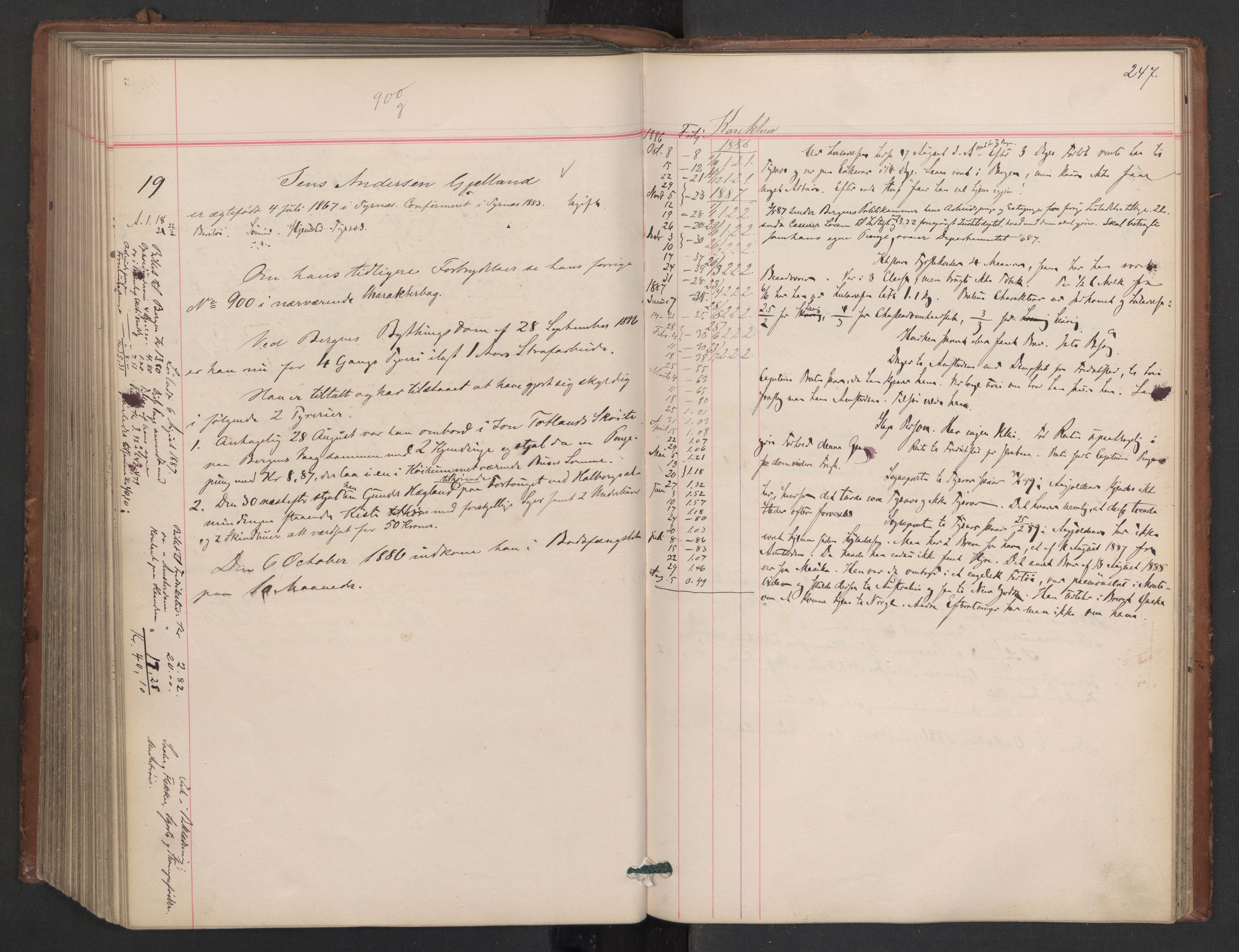 Botsfengslet, AV/RA-S-1539/D/Db/Dbb/L0023: 774g - 57h, 1885-1886, s. 247