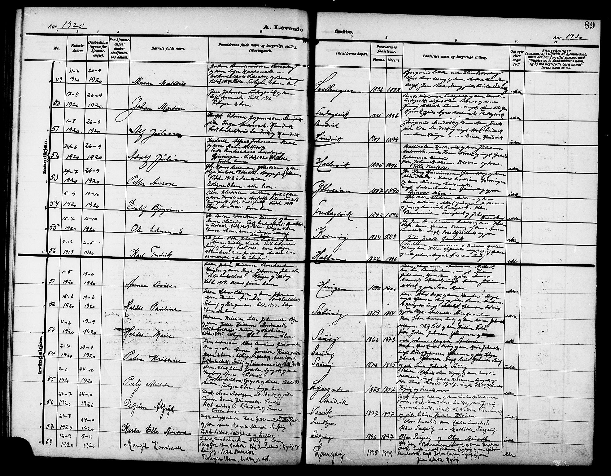 Ministerialprotokoller, klokkerbøker og fødselsregistre - Sør-Trøndelag, AV/SAT-A-1456/640/L0588: Klokkerbok nr. 640C05, 1909-1922, s. 89